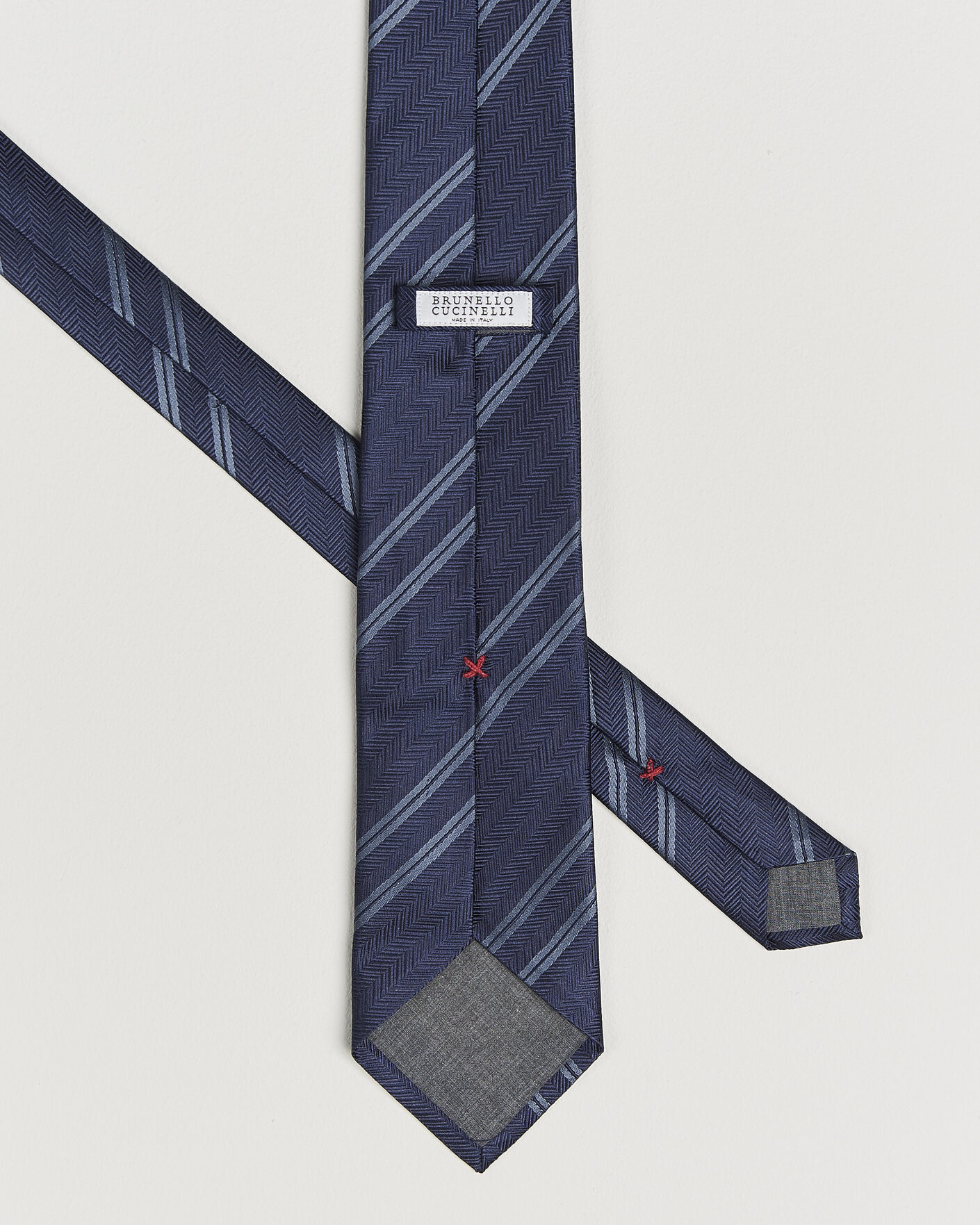Hombres | Corbatas | Brunello Cucinelli | Regimental Stripe Silk Tie Navy