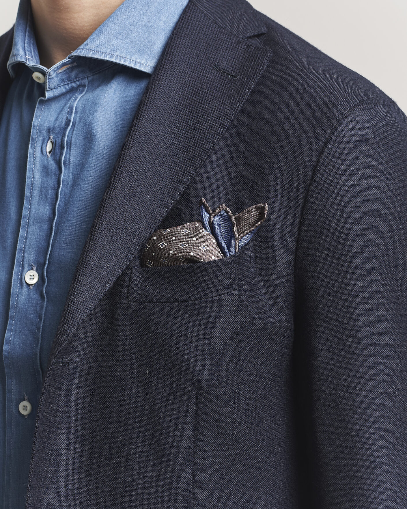 Hombres | Pañuelos de bolsillo | Brunello Cucinelli | Printed Silk Pocket Square Brown