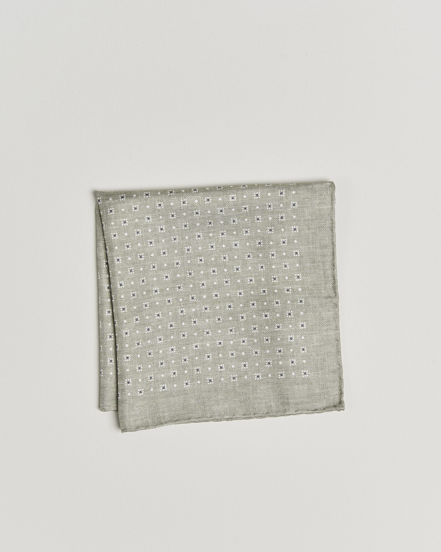 Hombres | Pañuelos de bolsillo | Brunello Cucinelli | Printed Silk Pocket Square Olive