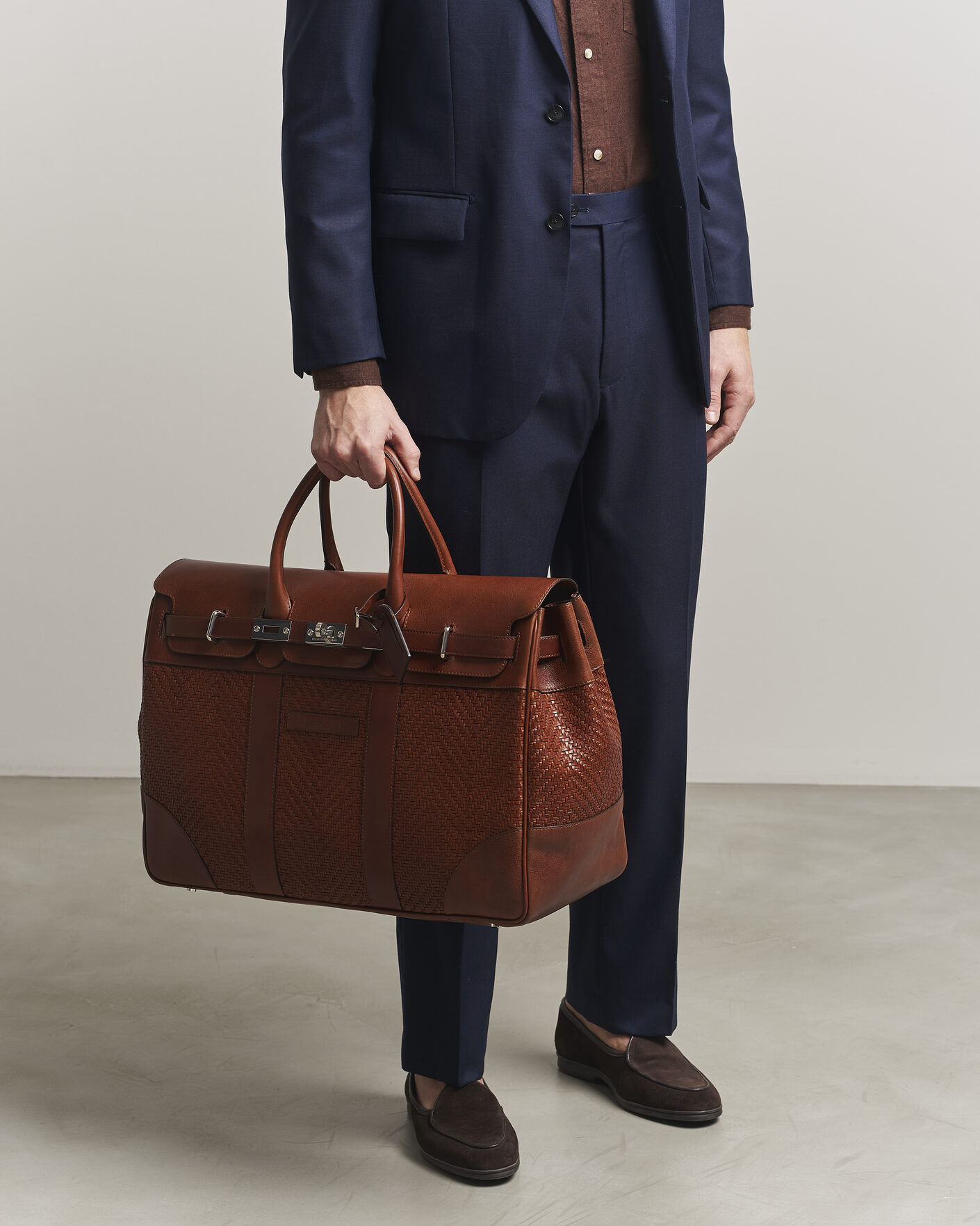 Hombres | Bolsos | Brunello Cucinelli | Woven Leather Duffle Bag Burnished Calf