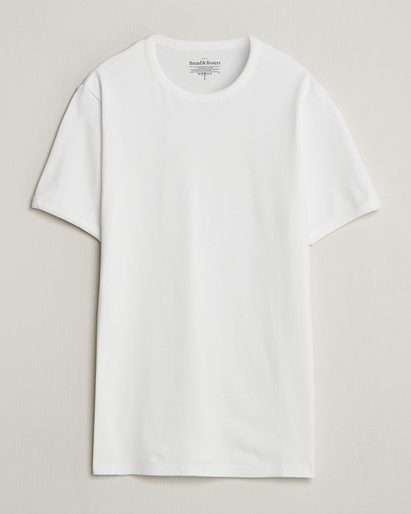 Hombres | Camisetas | Bread & Boxers | Ribbed Crew Neck T-Shirt White