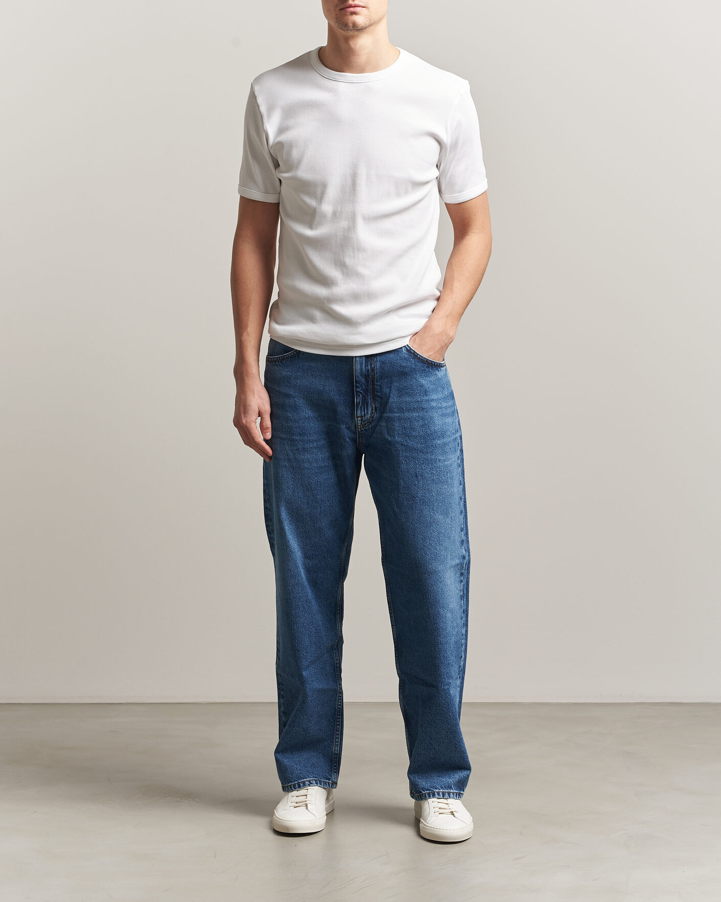 Hombres | Camisetas | Bread & Boxers | Ribbed Crew Neck T-Shirt White