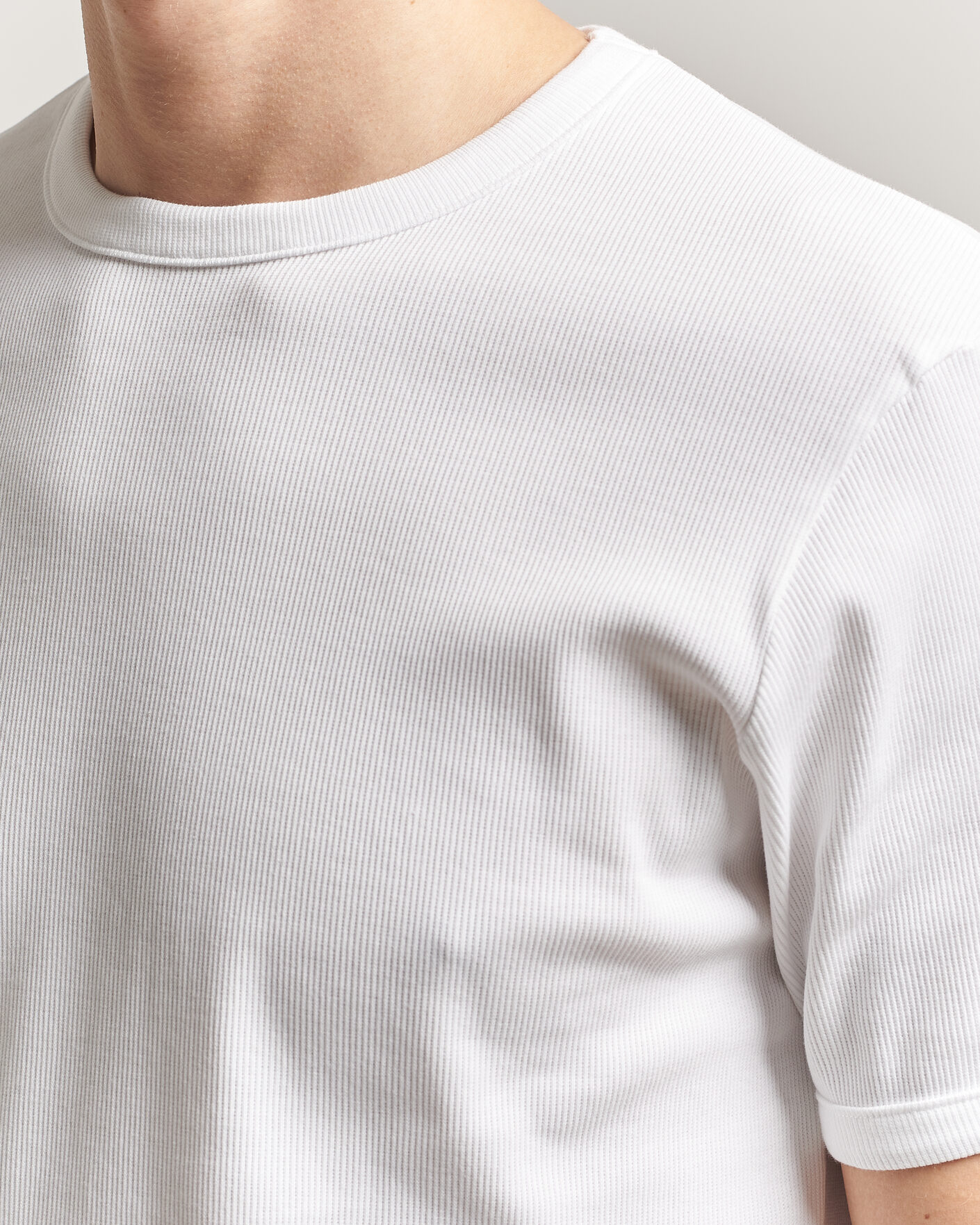 Hombres | Camisetas | Bread & Boxers | Ribbed Crew Neck T-Shirt White