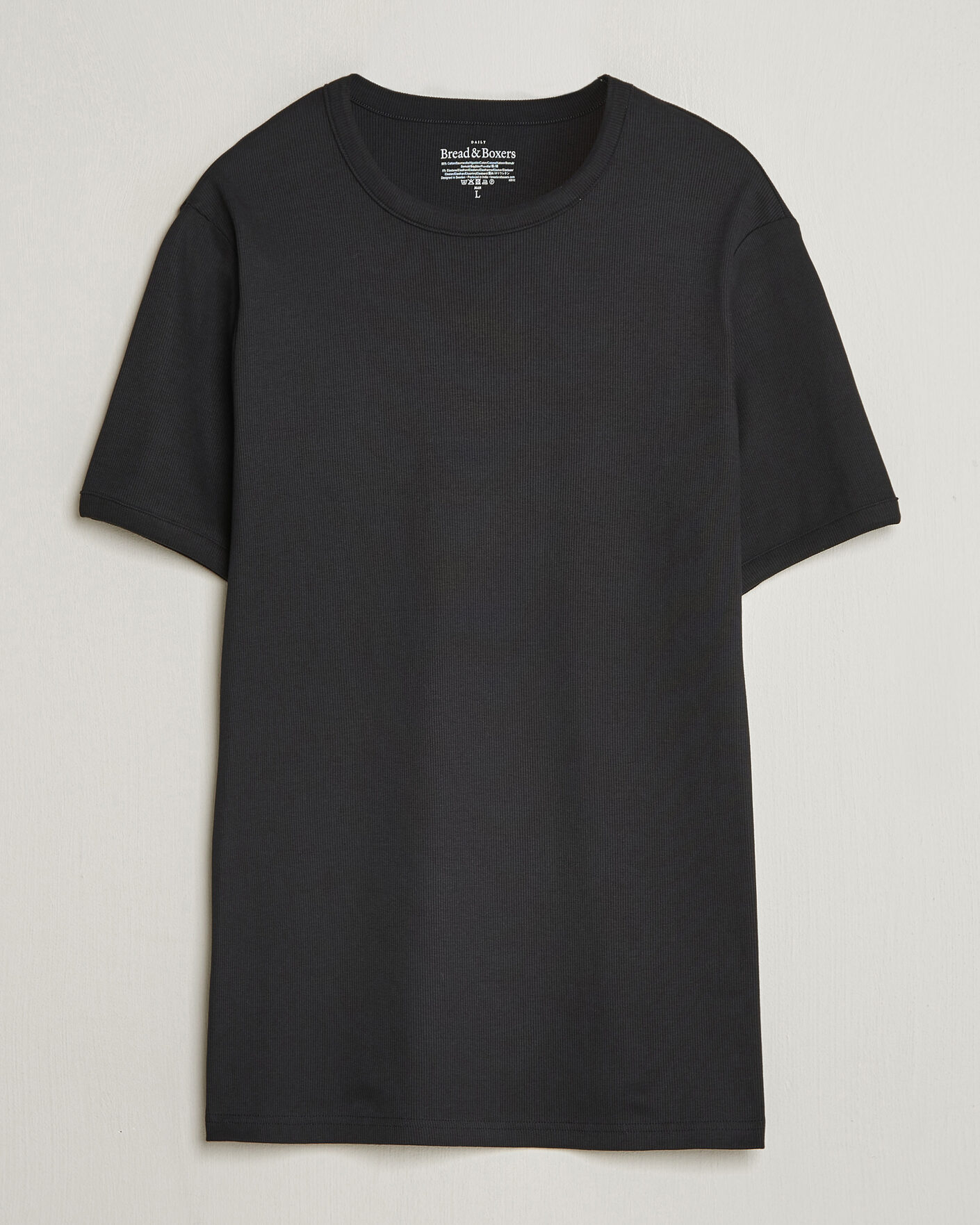 Hombres | Camisetas | Bread & Boxers | Ribbed Crew Neck T-Shirt Black