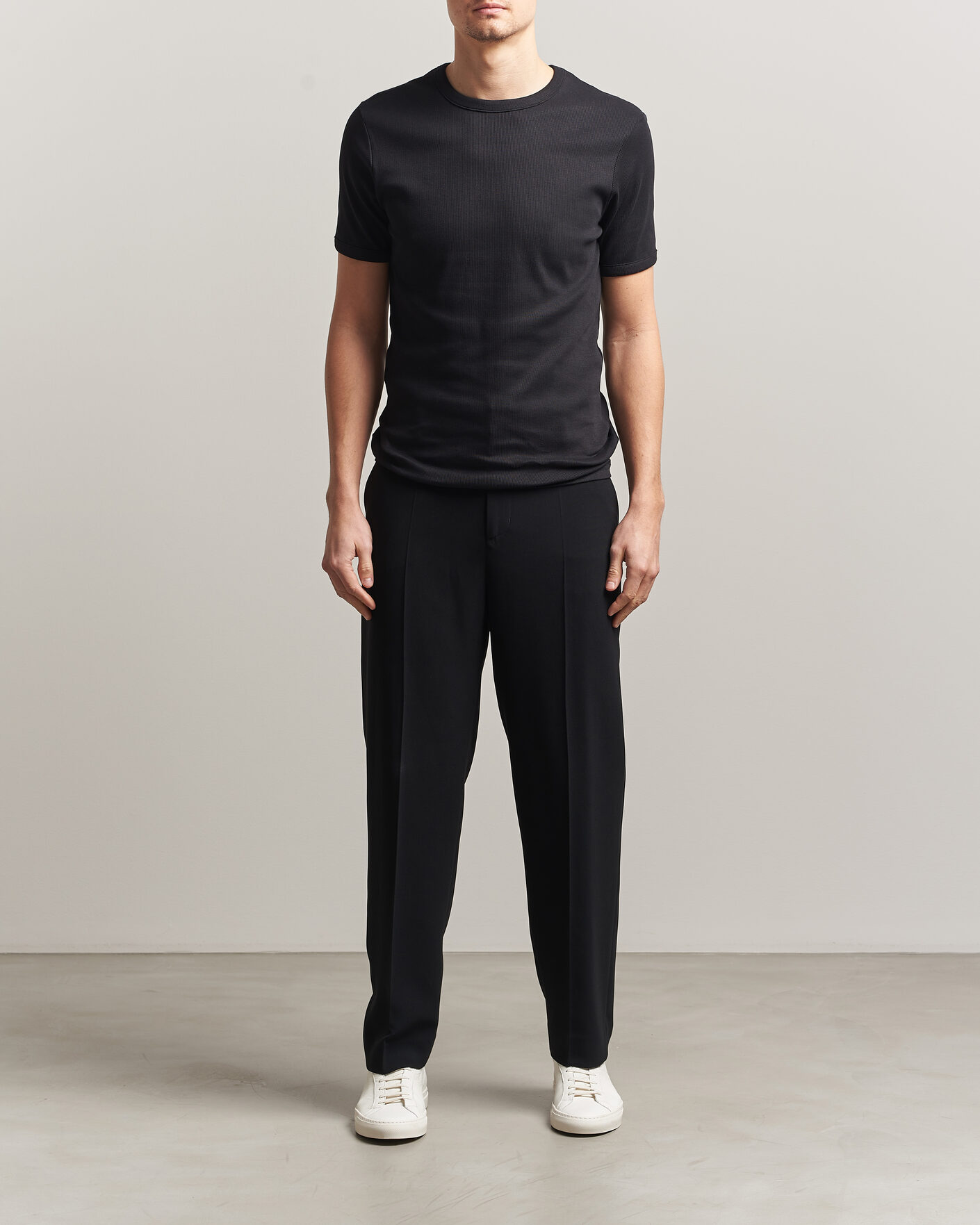Hombres | Camisetas | Bread & Boxers | Ribbed Crew Neck T-Shirt Black