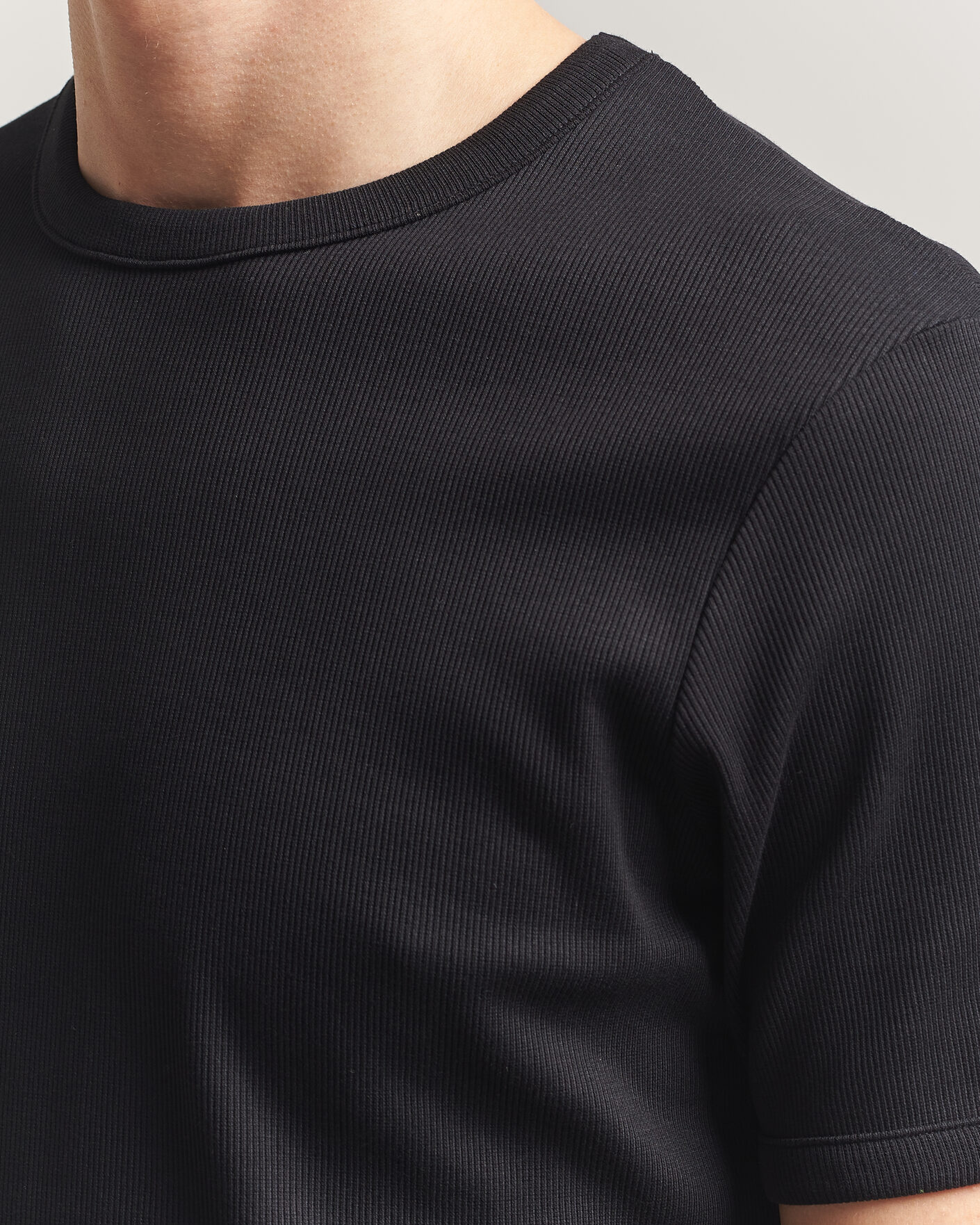Hombres | Camisetas | Bread & Boxers | Ribbed Crew Neck T-Shirt Black