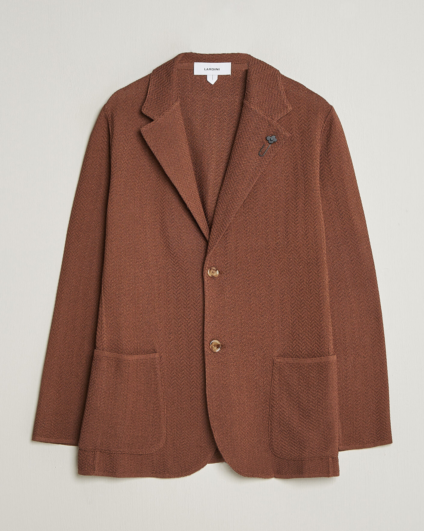 Hombres | Blazers | Lardini | Structured Cotton/Viscose Knit Jacket Brown