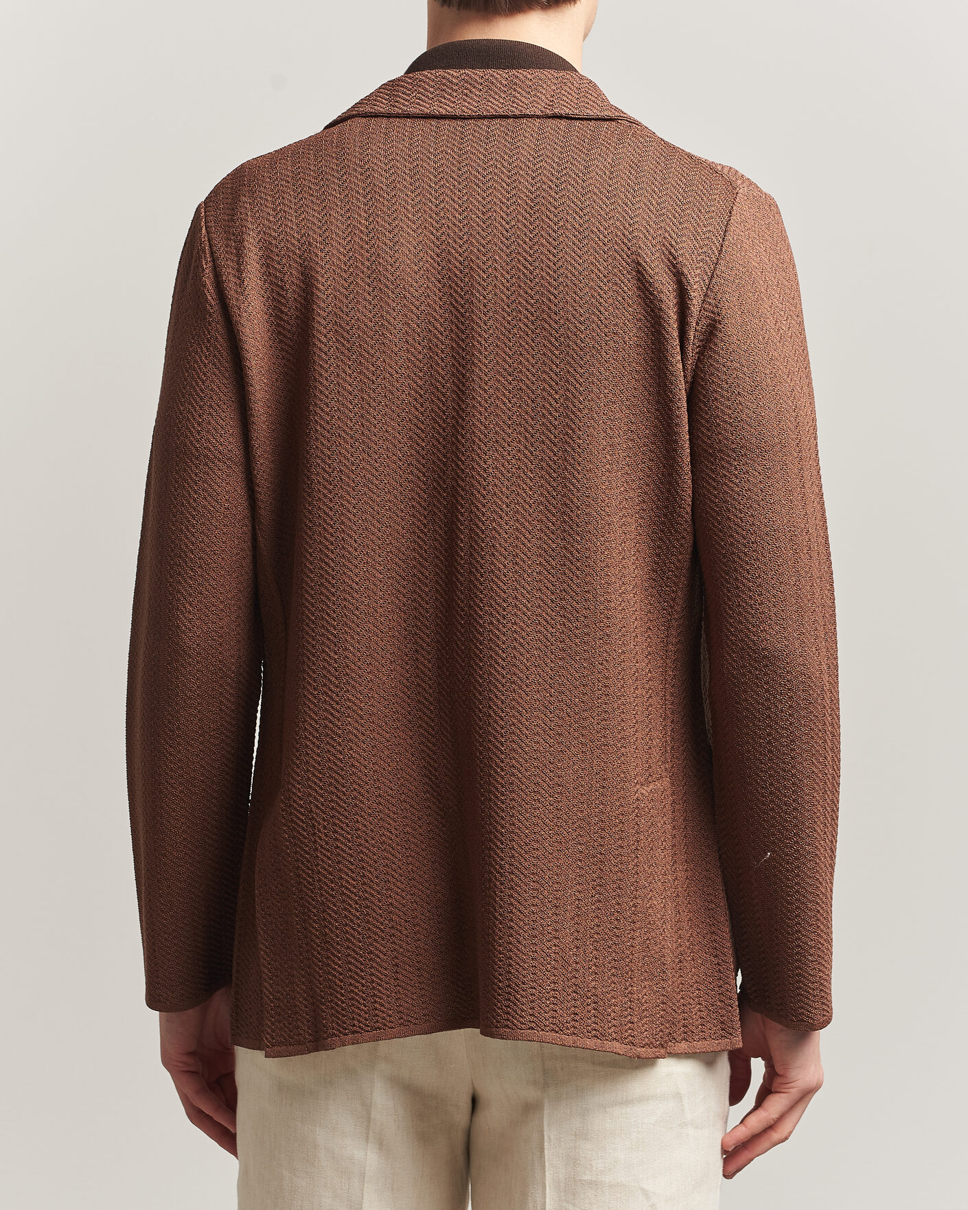 Hombres | Blazers | Lardini | Structured Cotton/Viscose Knit Jacket Brown