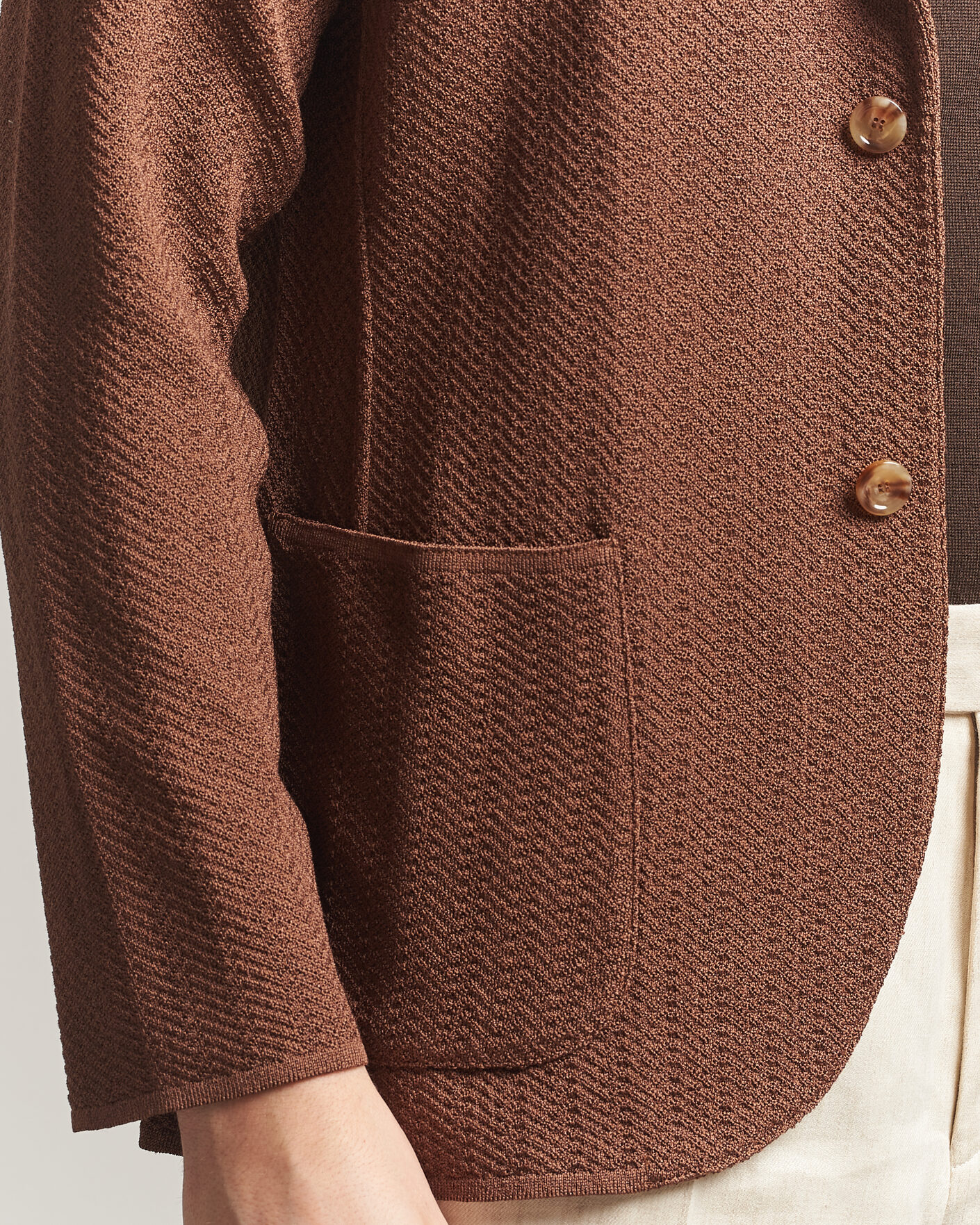 Hombres | Blazers | Lardini | Structured Cotton/Viscose Knit Jacket Brown