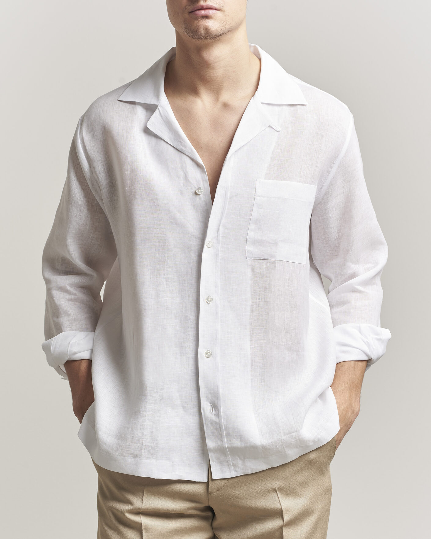 Hombres | Camisas | Lardini | Paul Linen Resort Shirt White