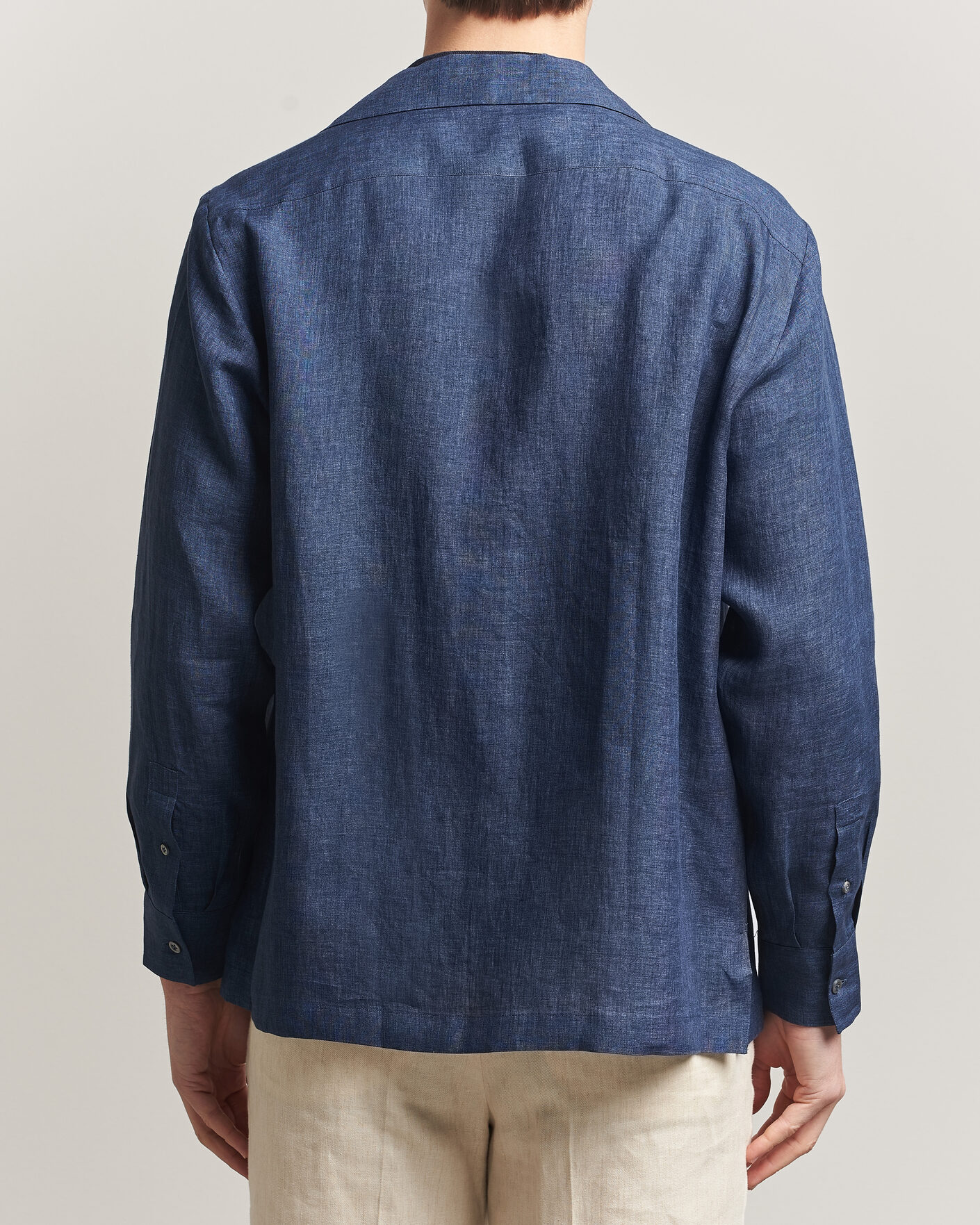 Hombres | Camisas | Lardini | Paul Linen Resort Shirt Dark Blue