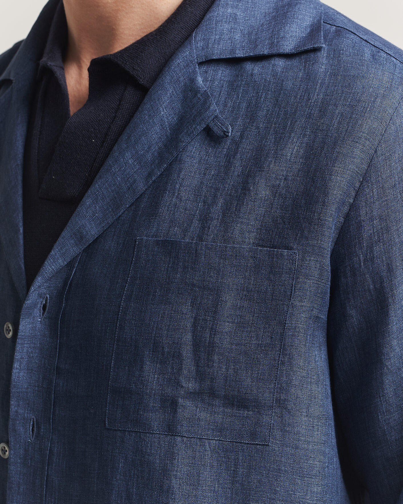 Hombres | Camisas | Lardini | Paul Linen Resort Shirt Dark Blue