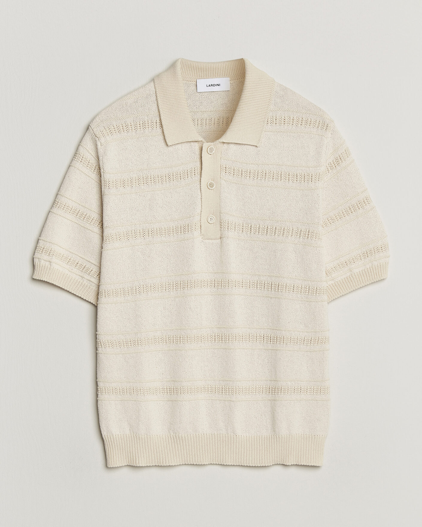Hombres | Polos | Lardini | Strcture Knitted Organic/Recycled Cotton Polo White