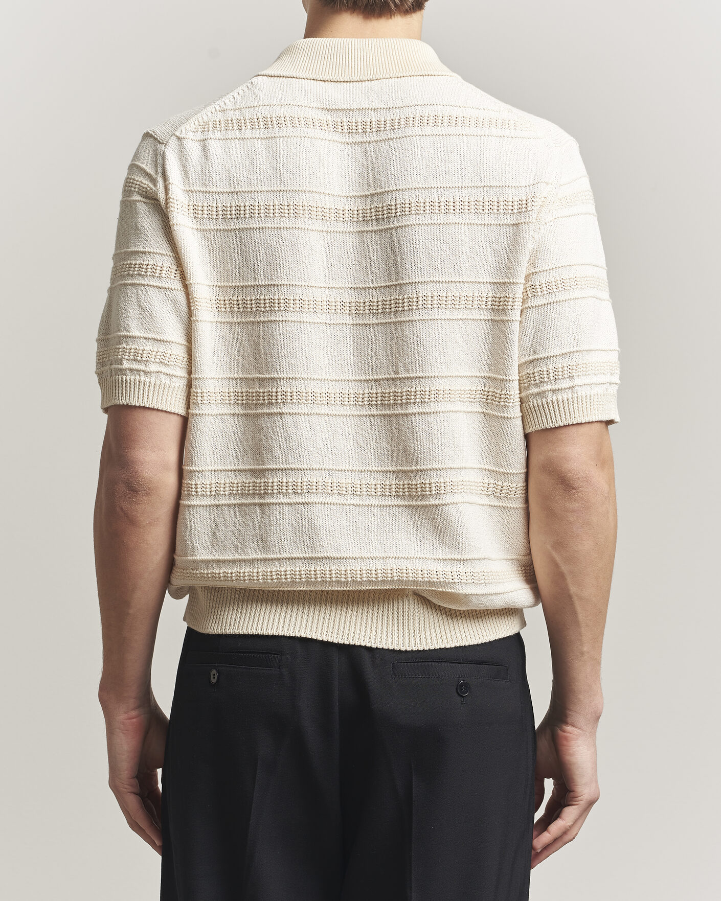 Hombres | Polos | Lardini | Strcture Knitted Organic/Recycled Cotton Polo White