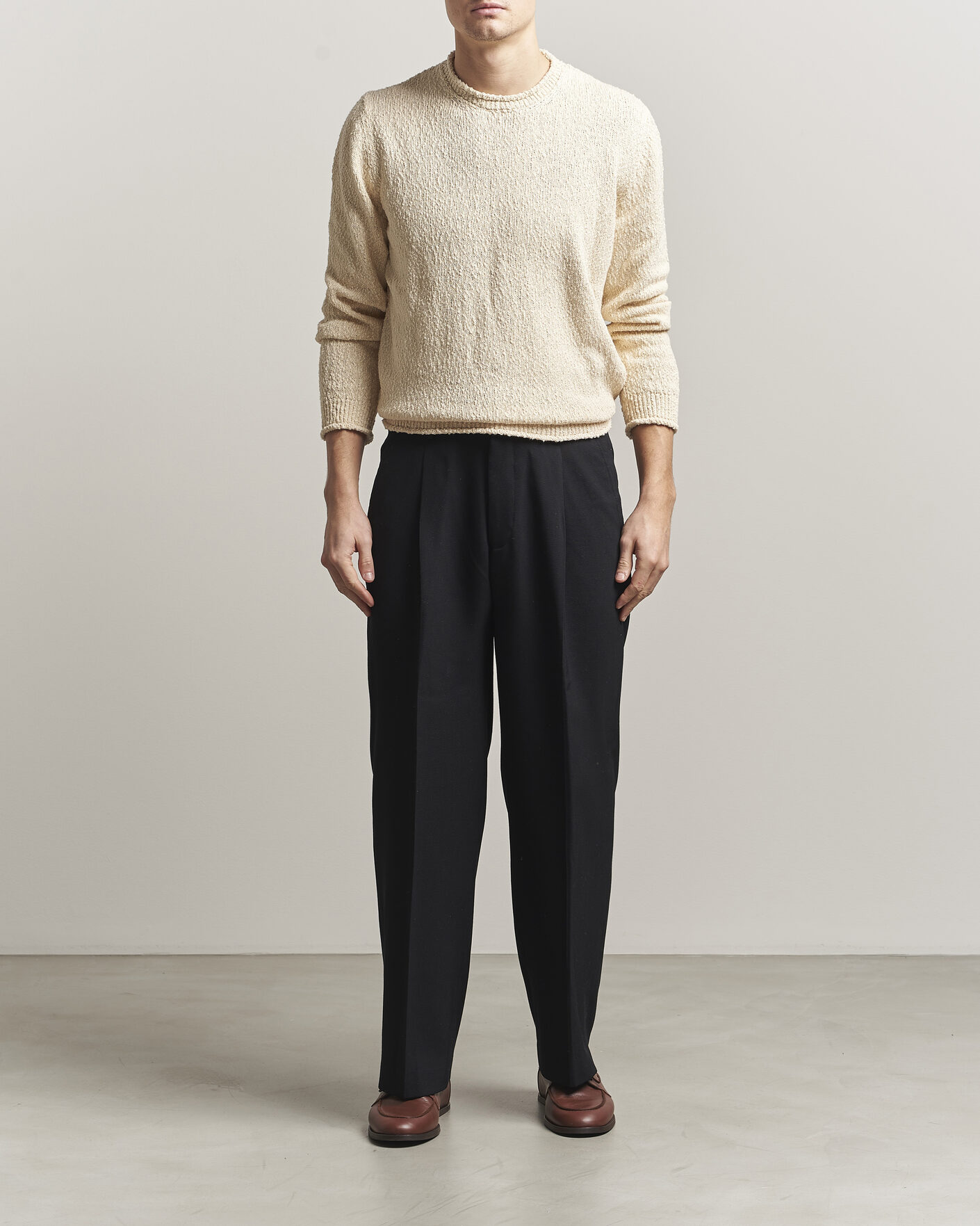 Hombres | Jerséis y prendas de punto | Lardini | Organic Cotton Crew Neck Natural