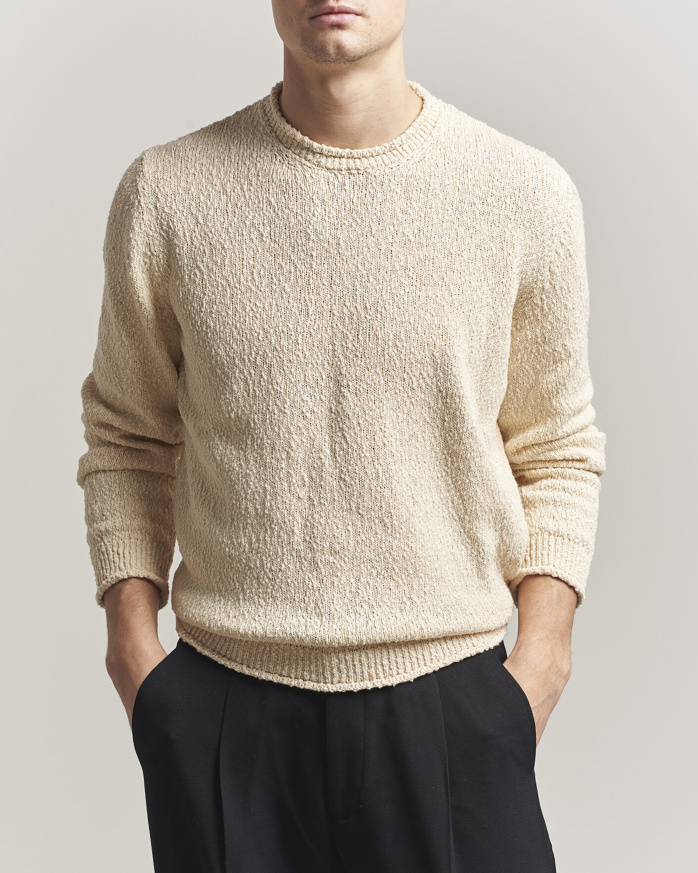 Hombres | Jerséis y prendas de punto | Lardini | Organic Cotton Crew Neck Natural