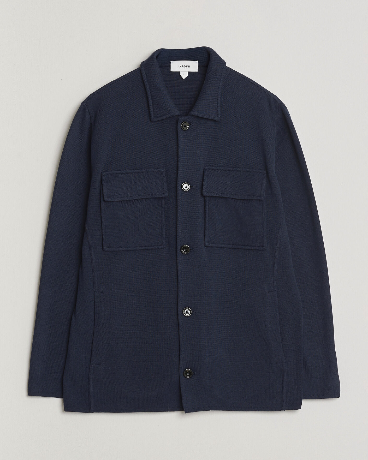 Hombres | Abrigos y chaquetas | Lardini | Knitted Cotton Pocket Shirt Jacket Navy