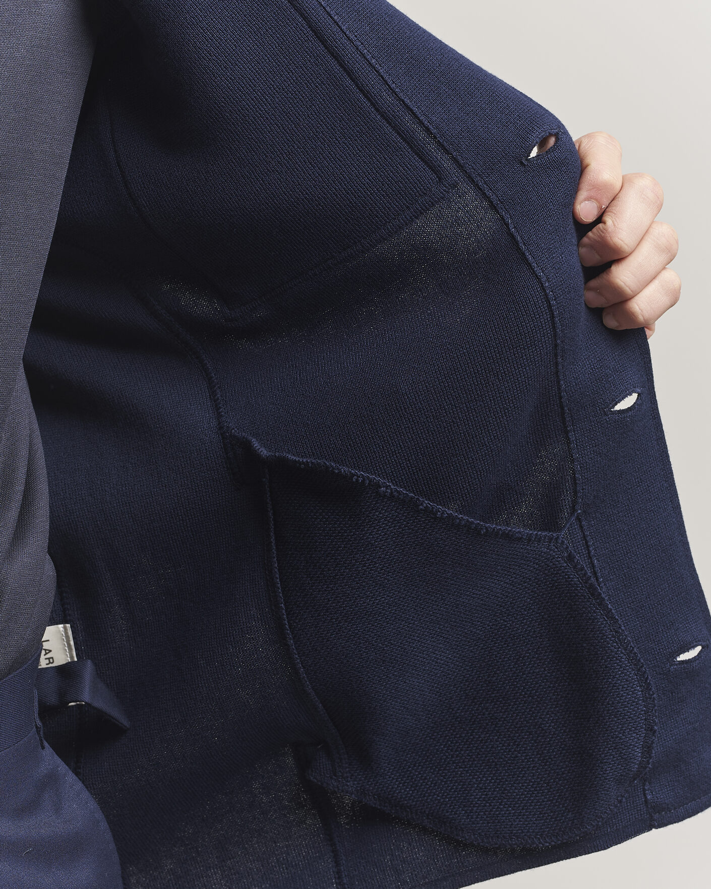 Hombres | Abrigos y chaquetas | Lardini | Knitted Cotton Pocket Shirt Jacket Navy
