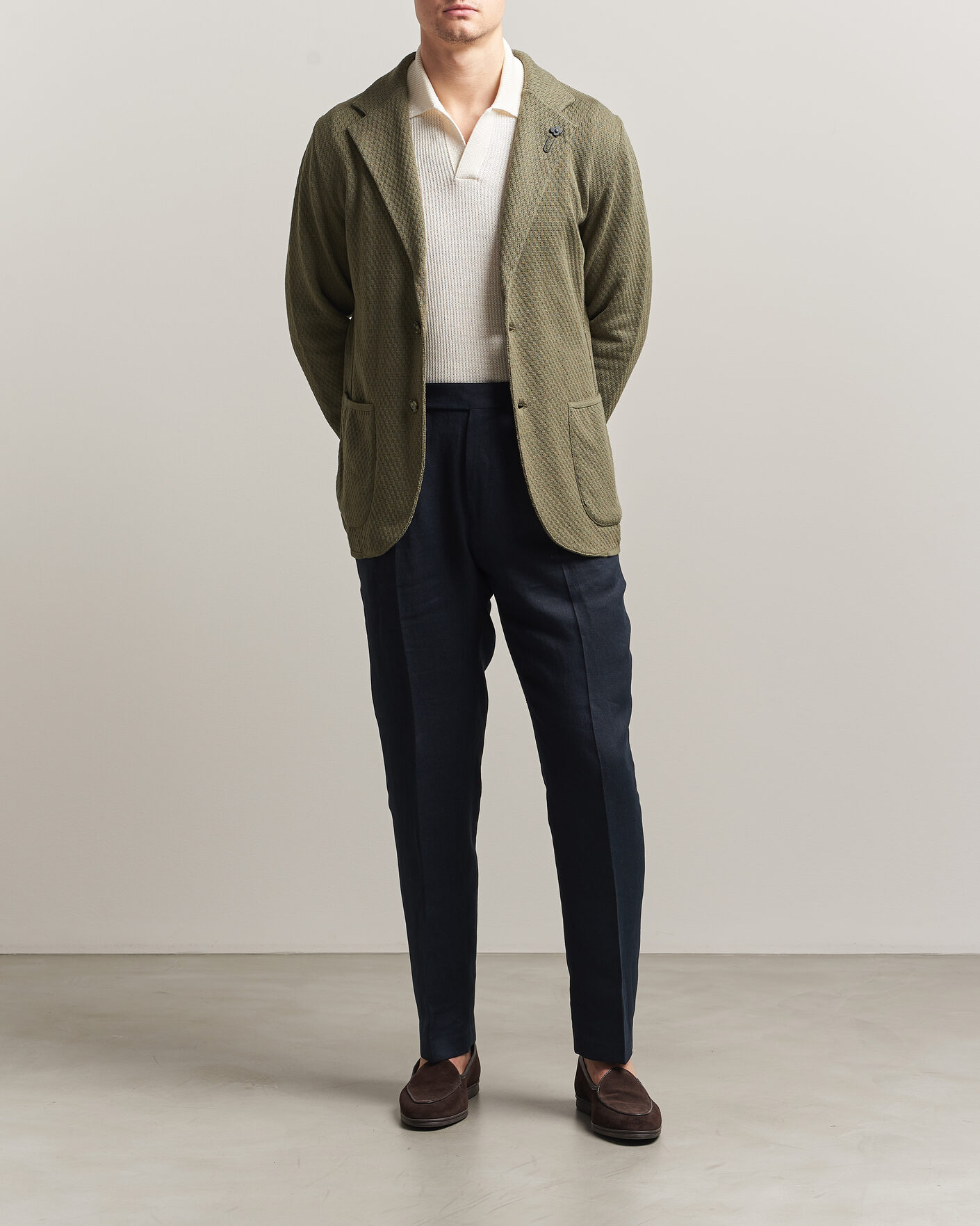Hombres | Blazers | Lardini | Knitted Structure Cotton Blazer Green