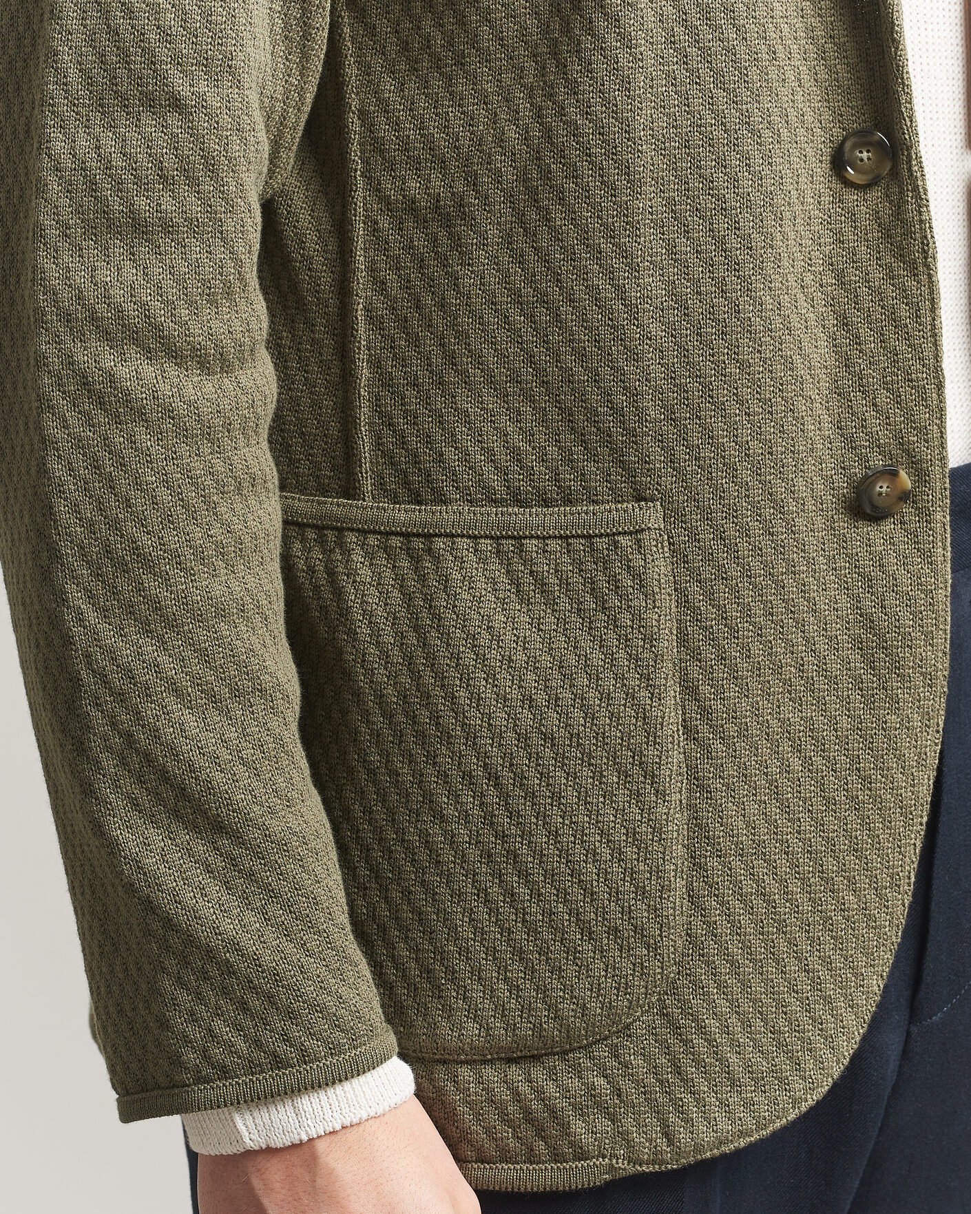 Hombres | Blazers | Lardini | Knitted Structure Cotton Blazer Green