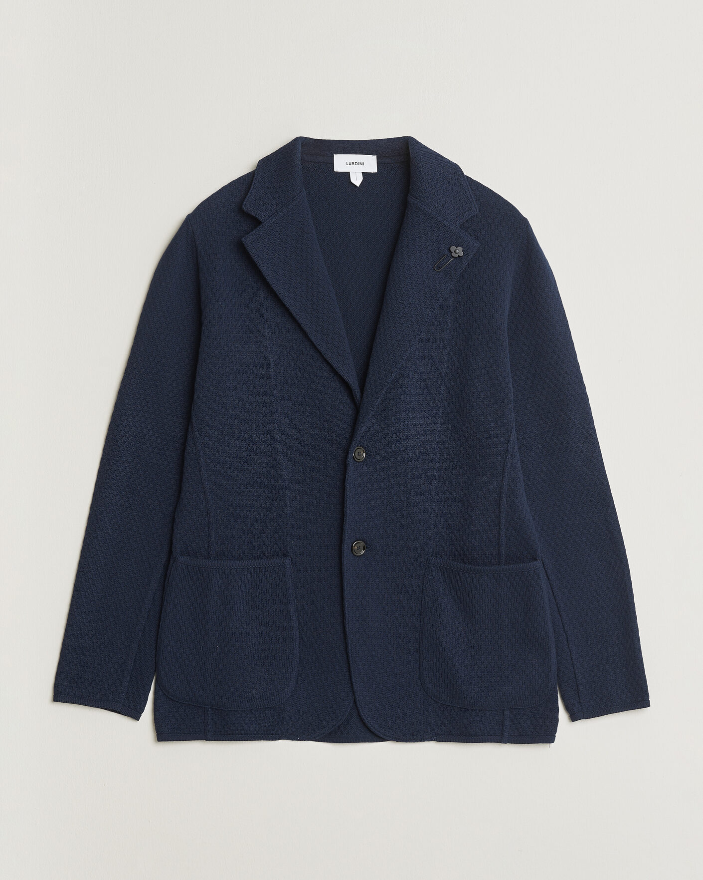 Hombres | Blazers | Lardini | Knitted Structure Cotton Blazer Navy
