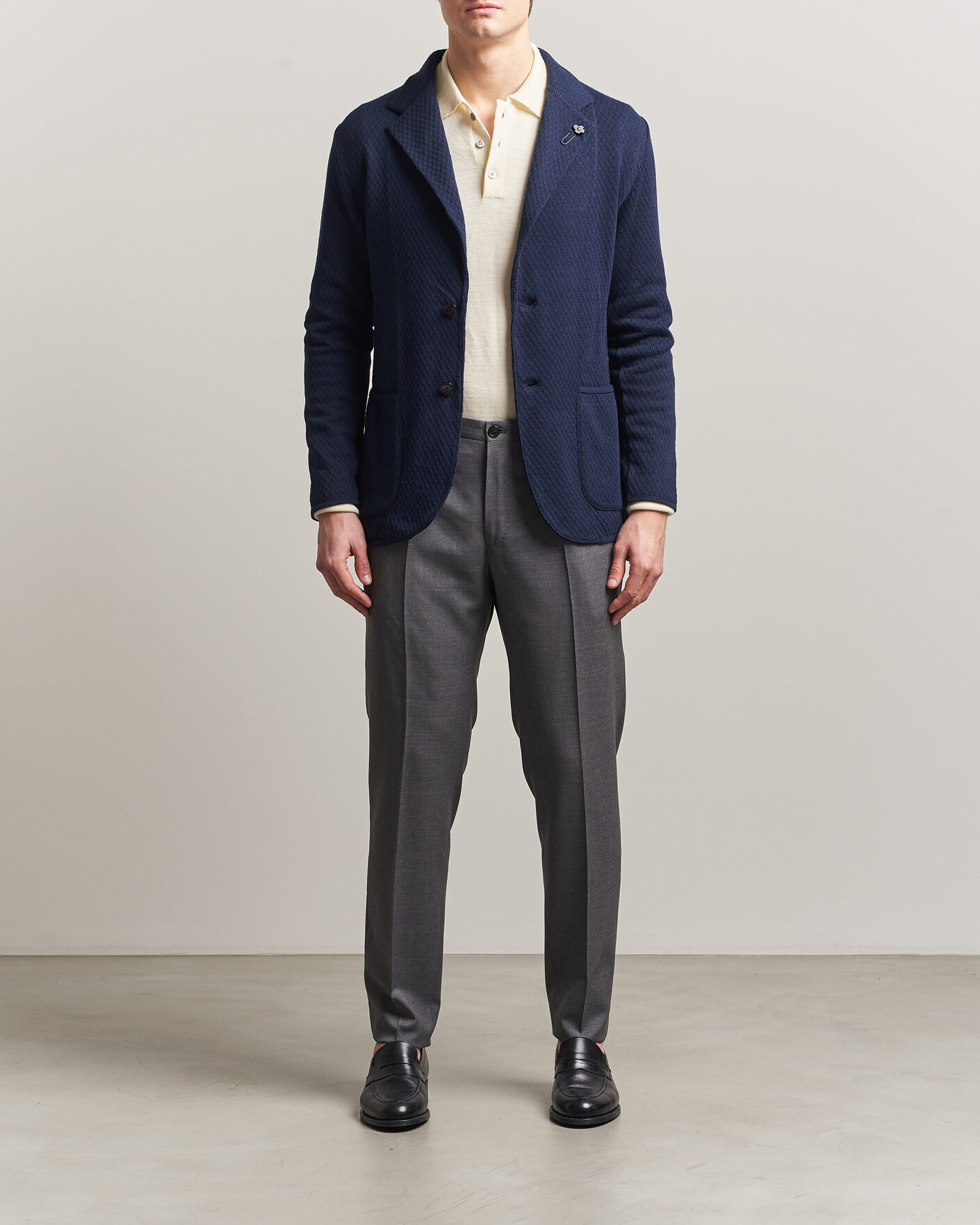 Hombres | Blazers | Lardini | Knitted Structure Cotton Blazer Navy