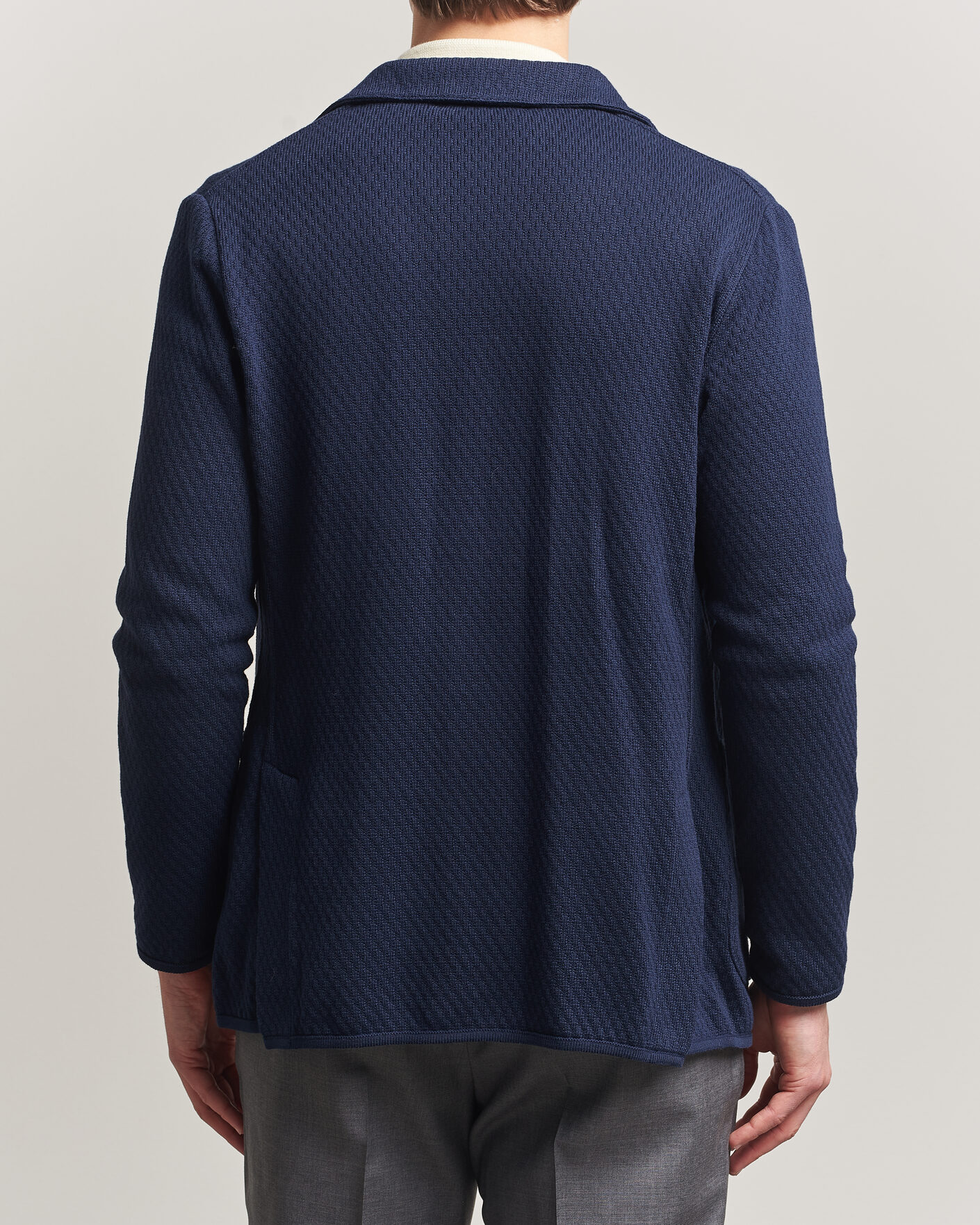 Hombres | Blazers | Lardini | Knitted Structure Cotton Blazer Navy