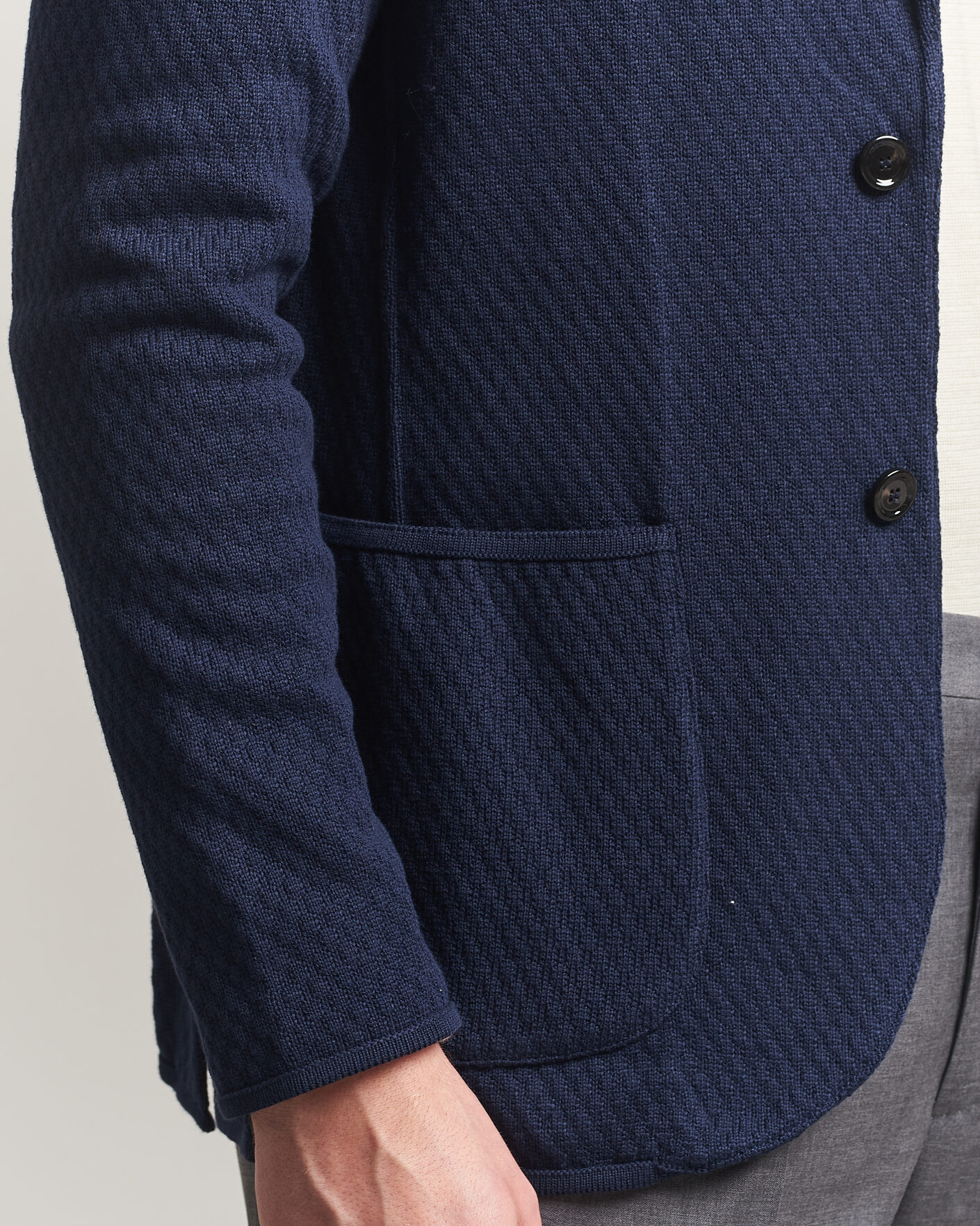 Hombres | Blazers | Lardini | Knitted Structure Cotton Blazer Navy