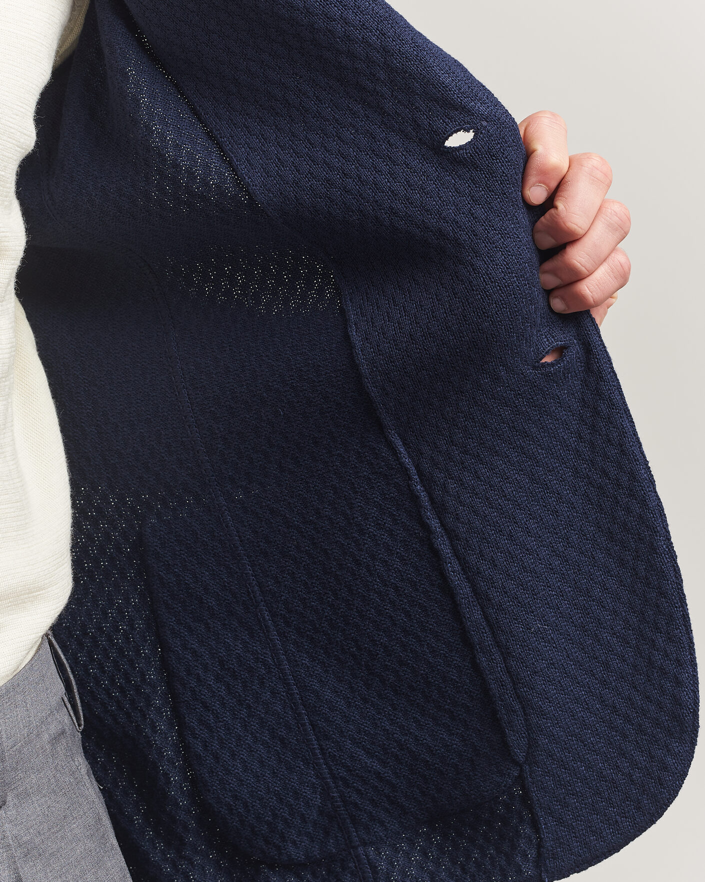 Hombres | Blazers | Lardini | Knitted Structure Cotton Blazer Navy