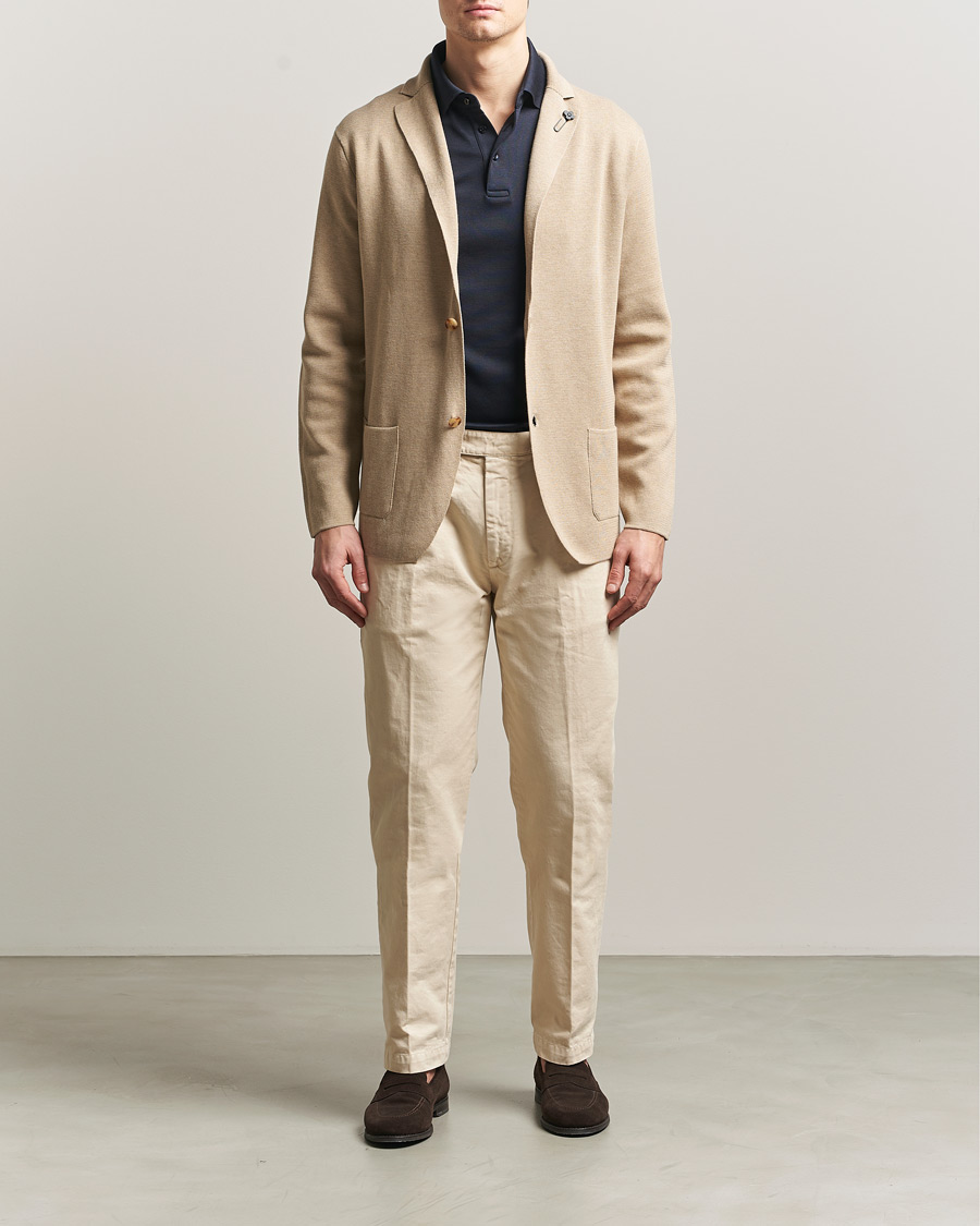 Hombres | Blazers | Lardini | Knitted Cotton Blazer Beige