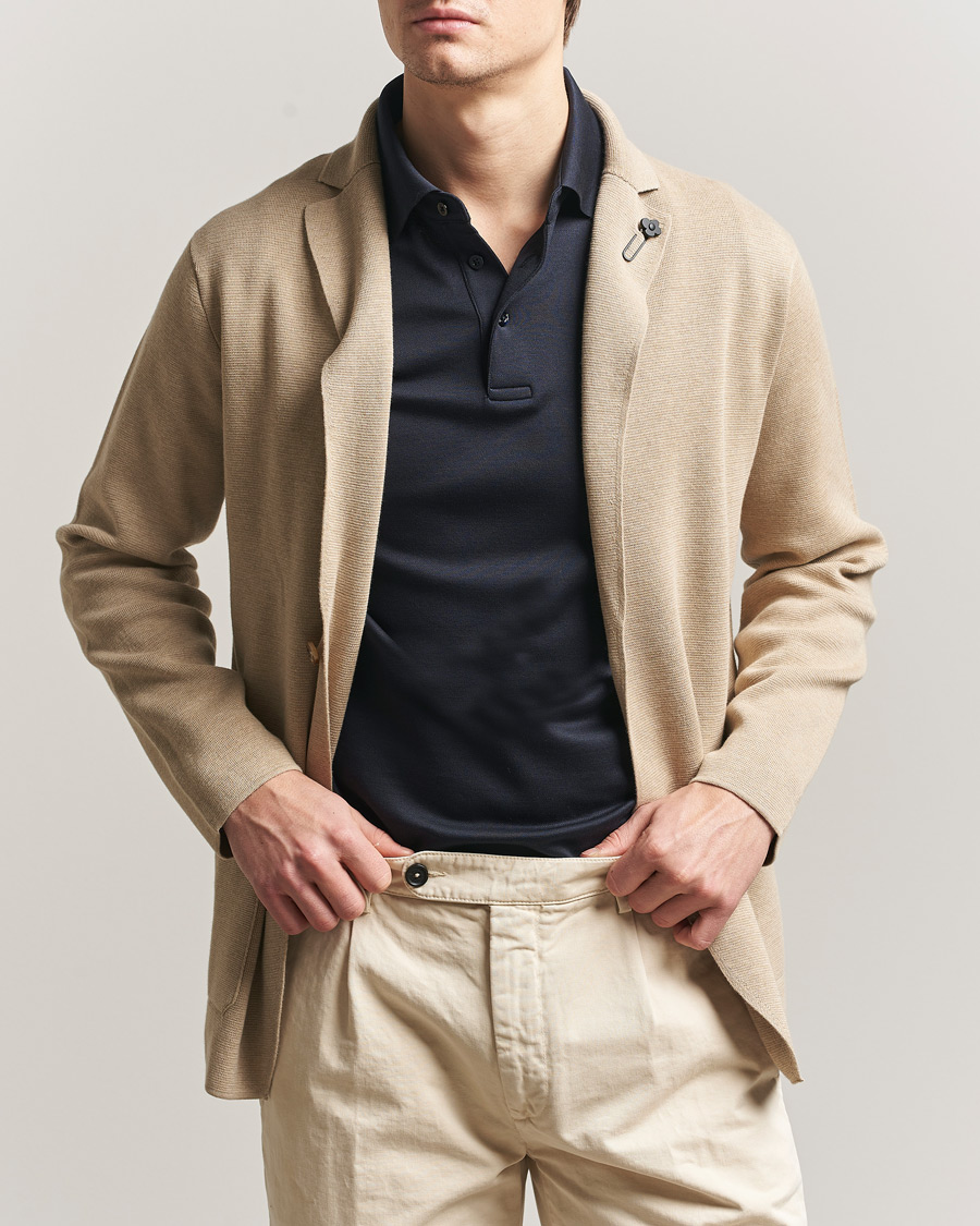 Hombres | Blazers | Lardini | Knitted Cotton Blazer Beige