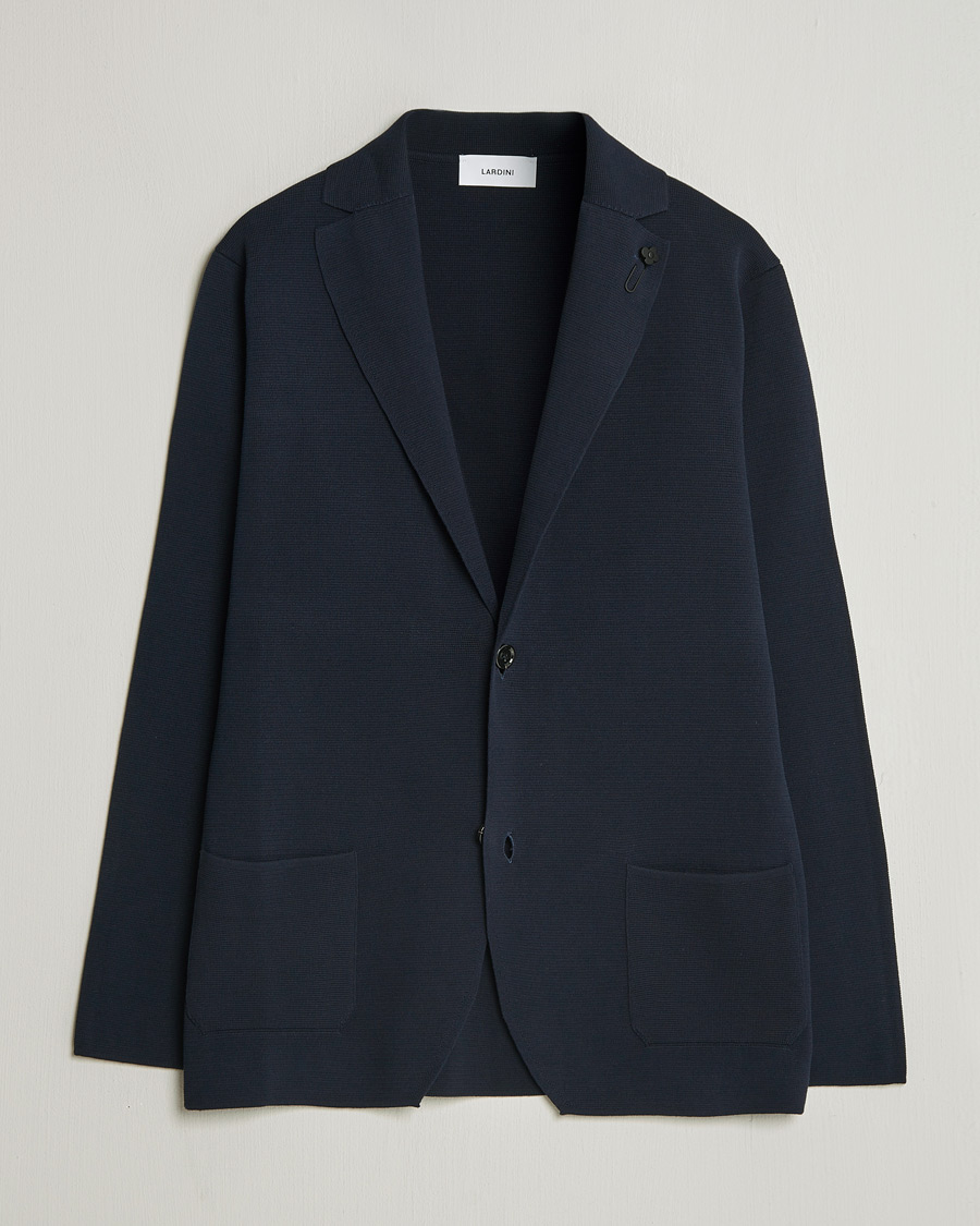 Hombres | Blazers | Lardini | Knitted Cotton Blazer Navy