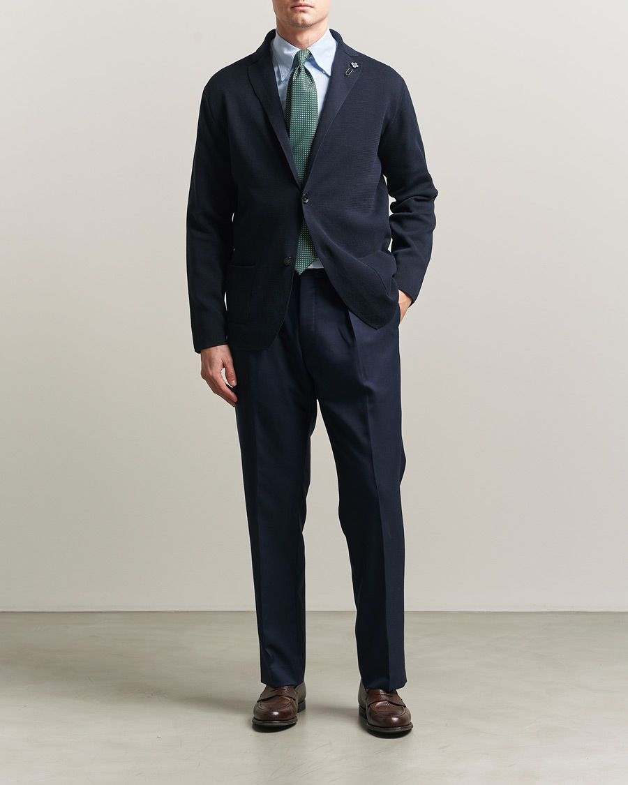 Hombres | Blazers | Lardini | Knitted Cotton Blazer Navy