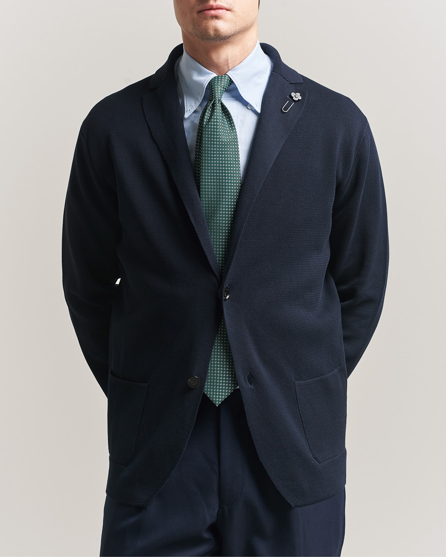 Hombres | Blazers | Lardini | Knitted Cotton Blazer Navy
