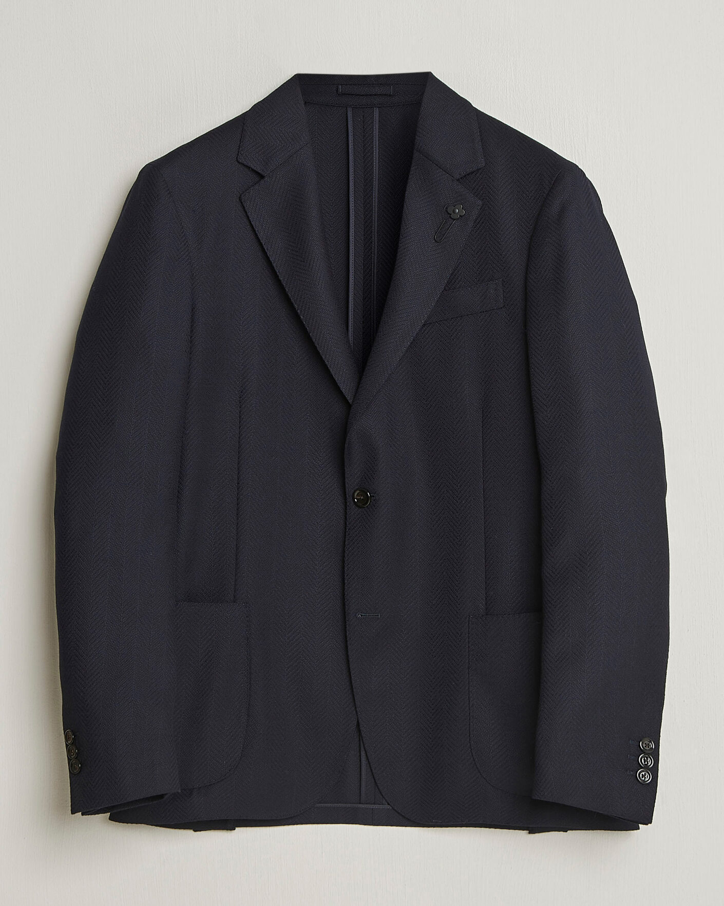 Hombres | Blazers | Lardini | Herringbone Light Wool Blazer Navy