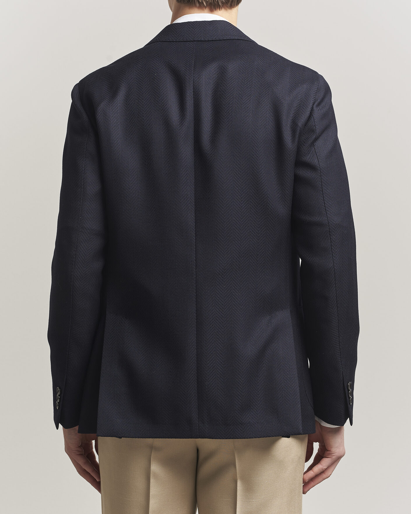 Hombres | Blazers | Lardini | Herringbone Light Wool Blazer Navy
