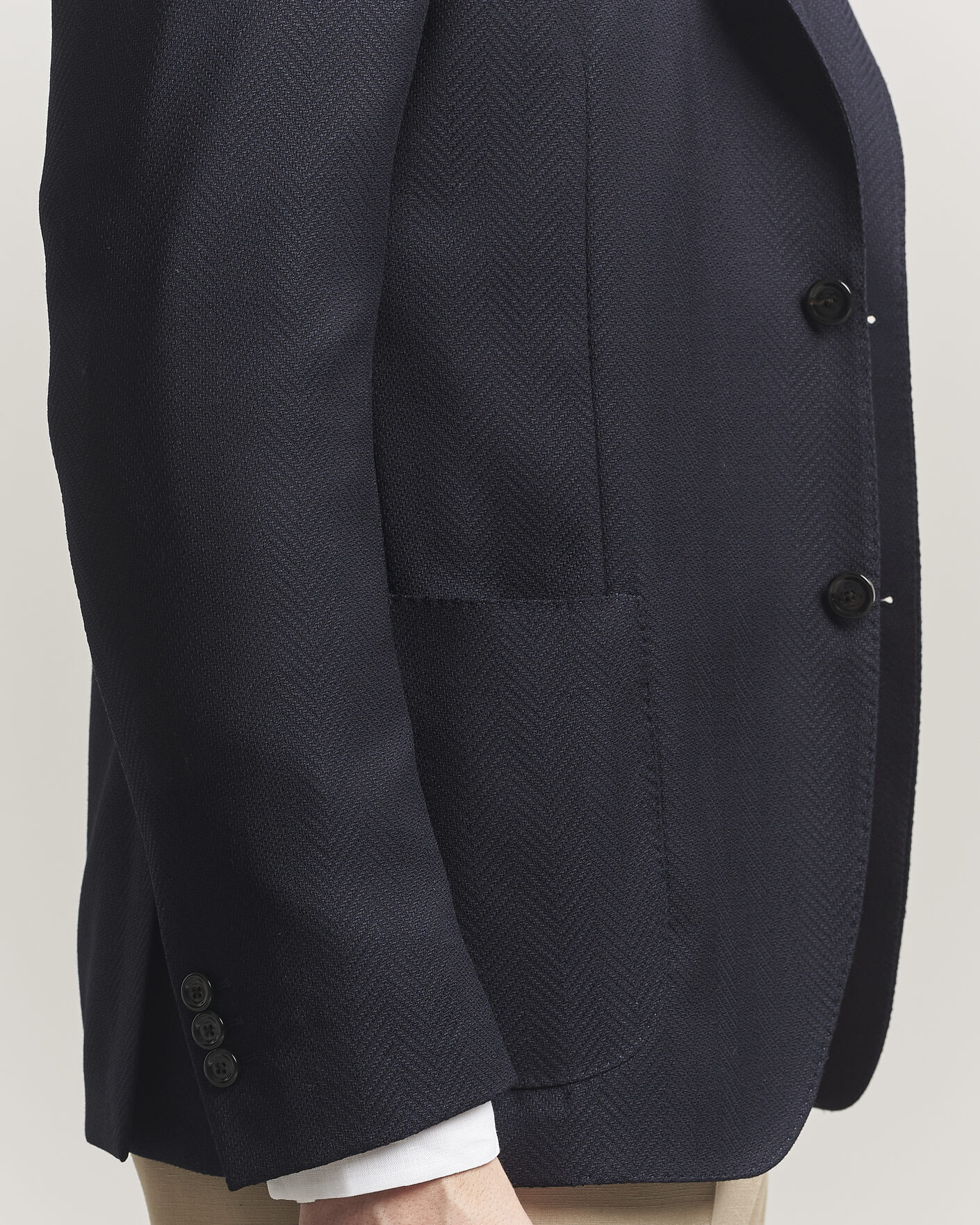 Hombres | Blazers | Lardini | Herringbone Light Wool Blazer Navy