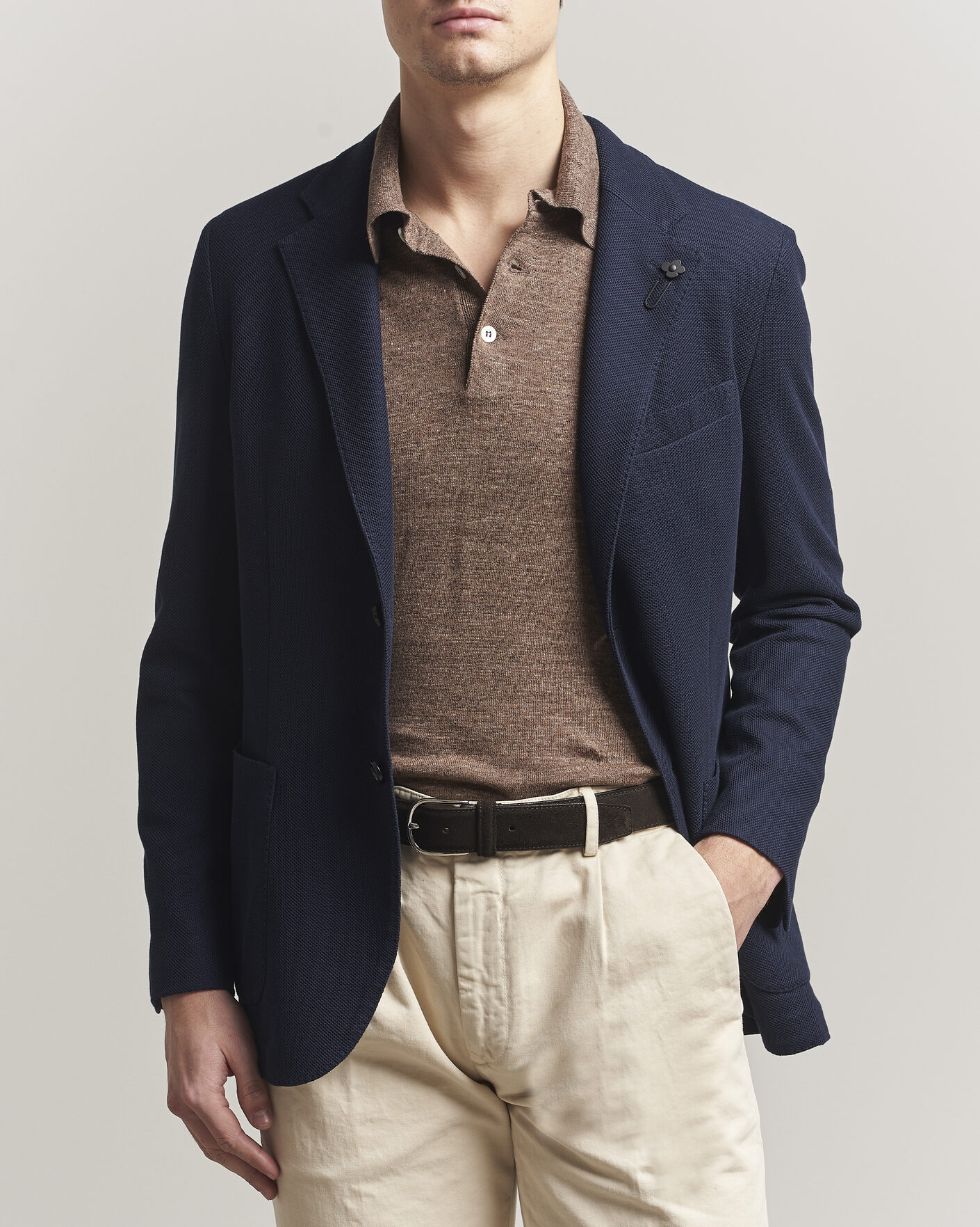 Hombres | Blazers | Lardini | Loro Piana Jersey Piquet Cotton Blazer Navy