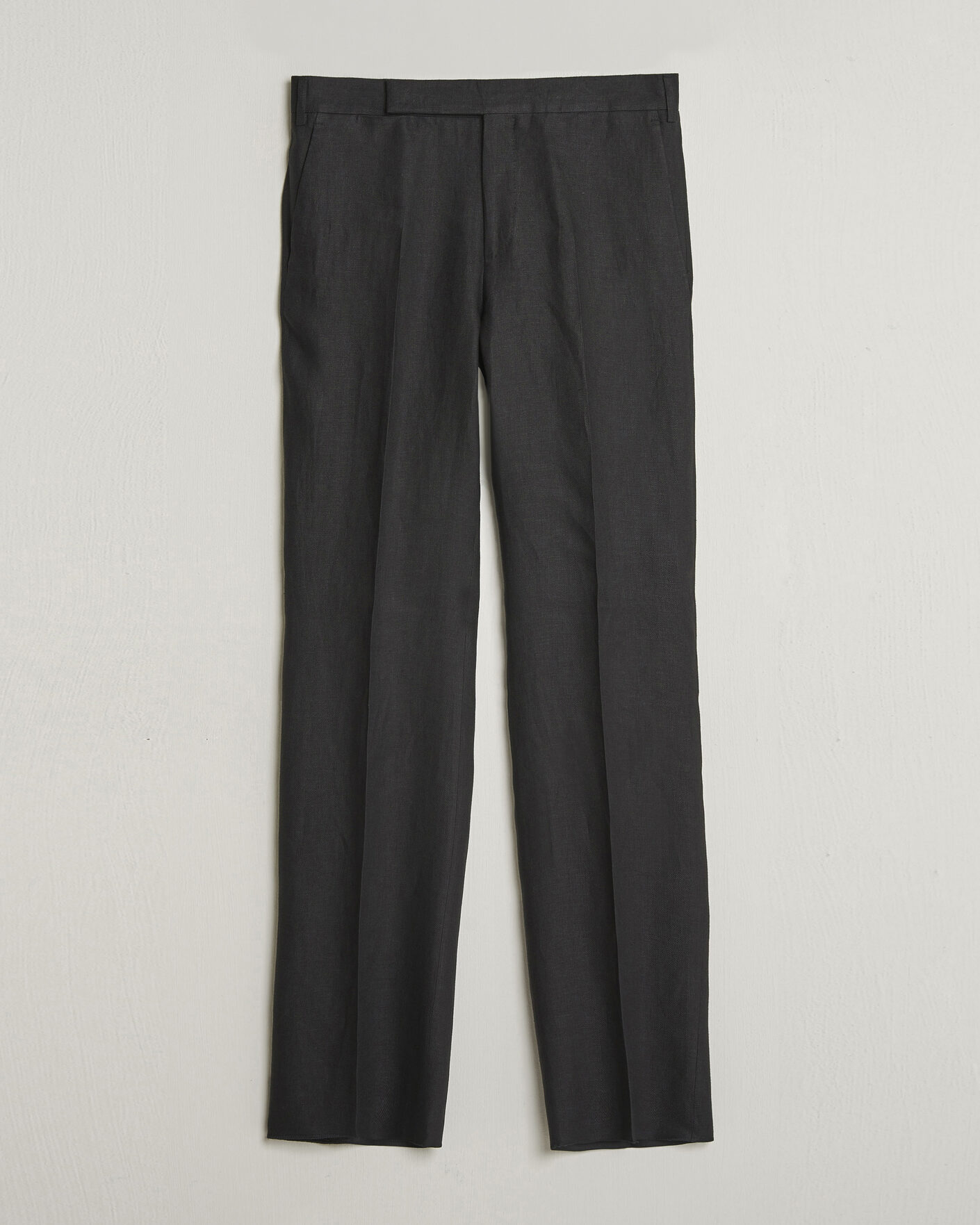 Hombres | Pantalones | Lardini | Palu Straight Fit Linen Trousers Black