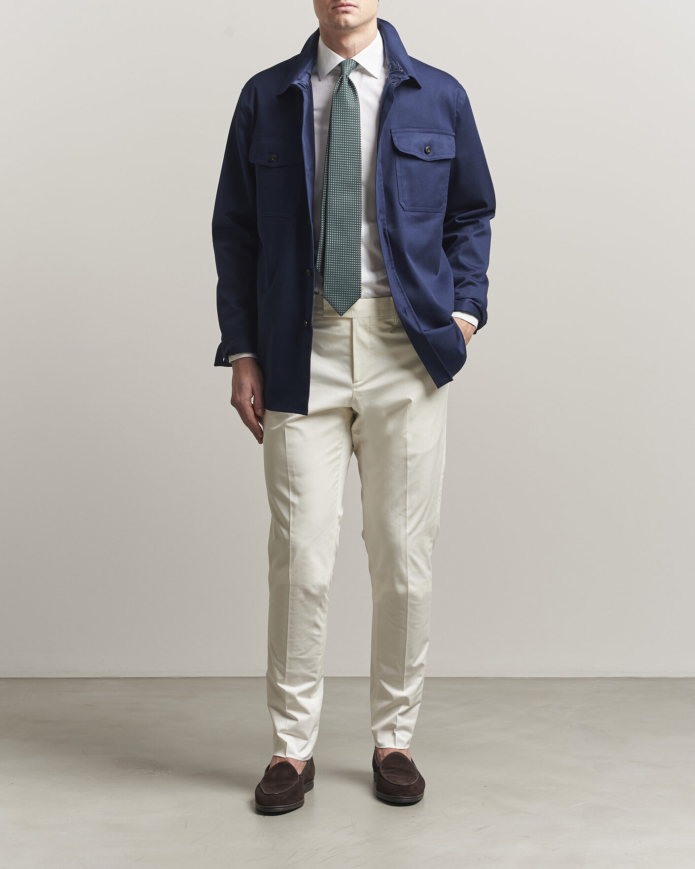 Hombres | Pantalones | Lardini | Lyon Cotton Twill Stretch Trousers White