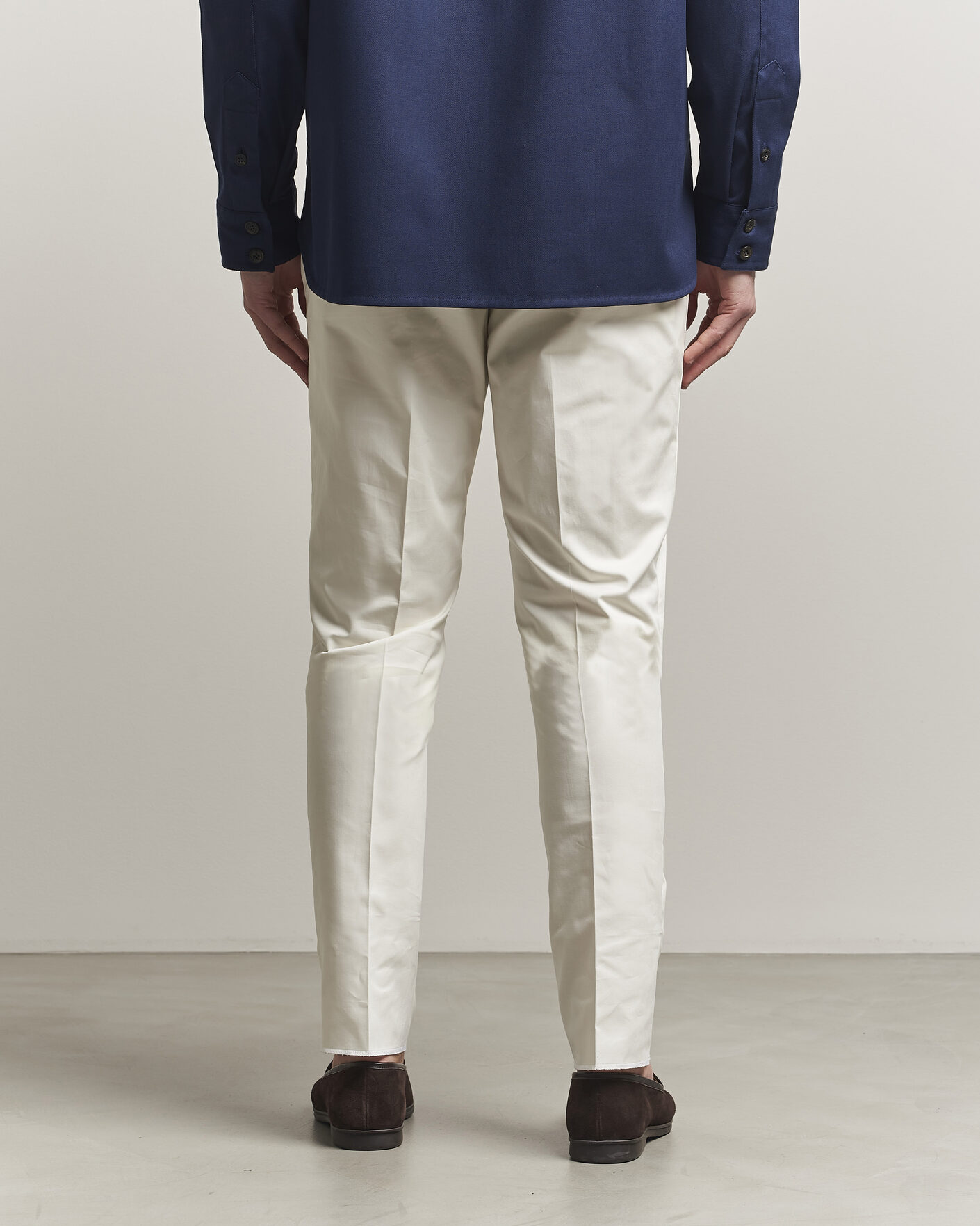 Hombres | Pantalones | Lardini | Lyon Cotton Twill Stretch Trousers White