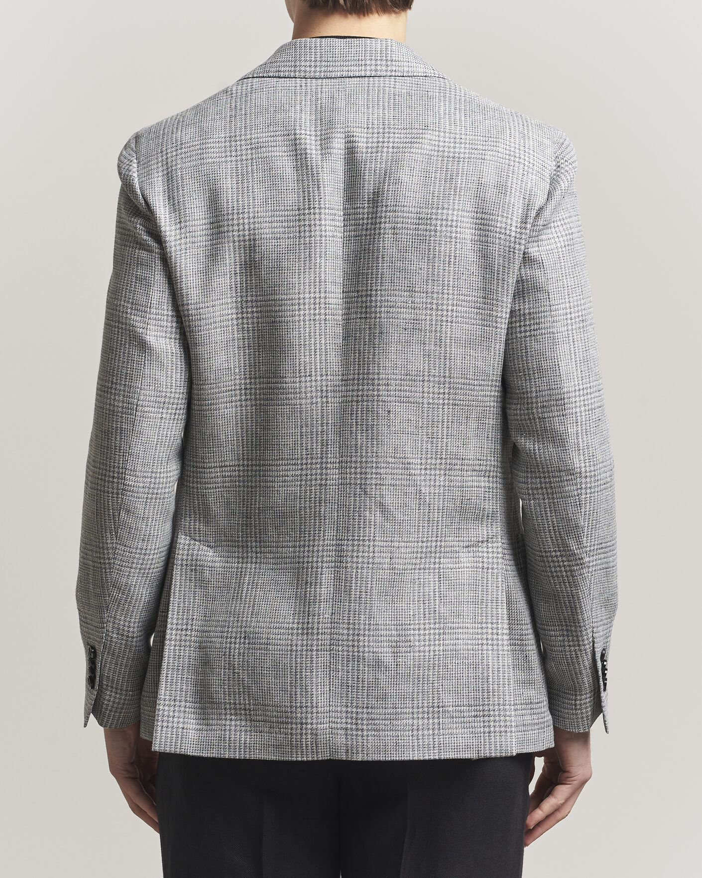 Hombres | Blazers | Lardini | Checked Linen/Wool Blazer Grey