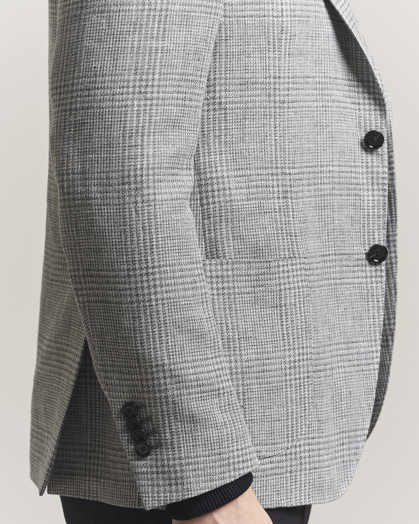 Hombres | Blazers | Lardini | Checked Linen/Wool Blazer Grey
