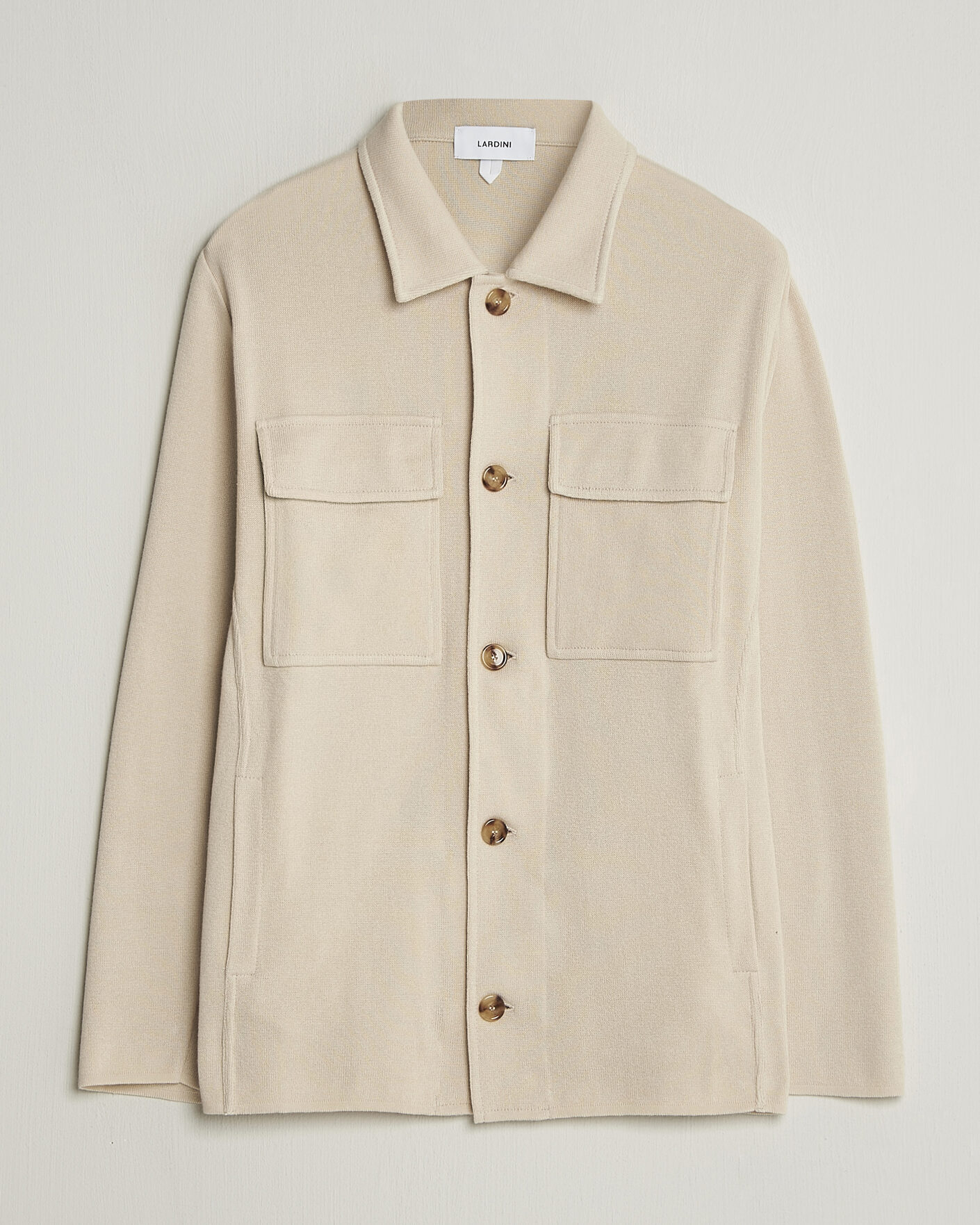 Hombres | Abrigos y chaquetas | Lardini | Knitted Cotton Pocket Shirt Jacket Beige
