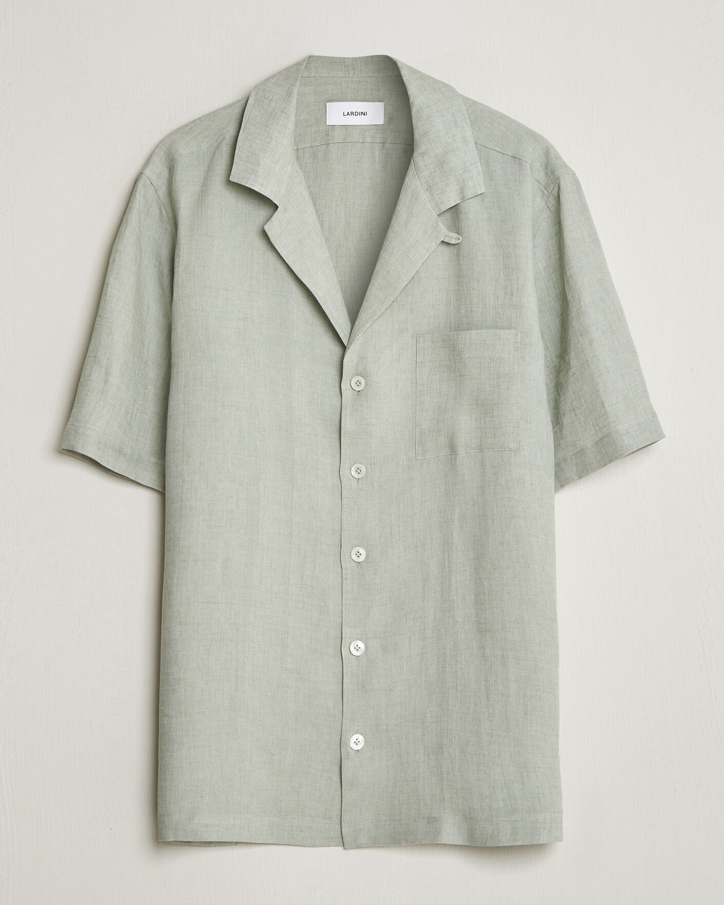 Hombres | Camisas | Lardini | Klop Short Sleeve Linen Resort Shirt Light Green