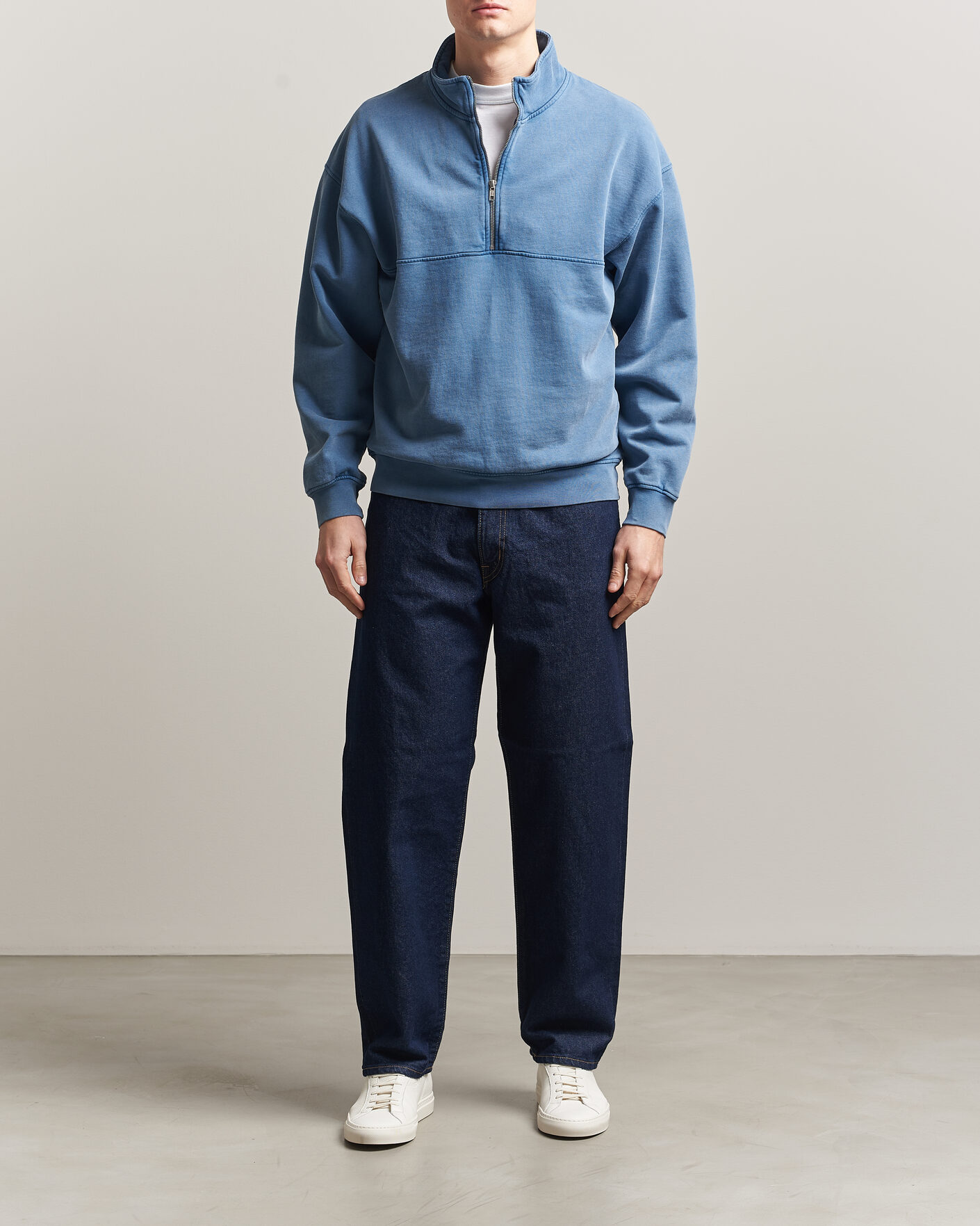 Hombres | Jerséis y prendas de punto | Colorful Standard | Classic Organic Half-Zip Faded Indigo