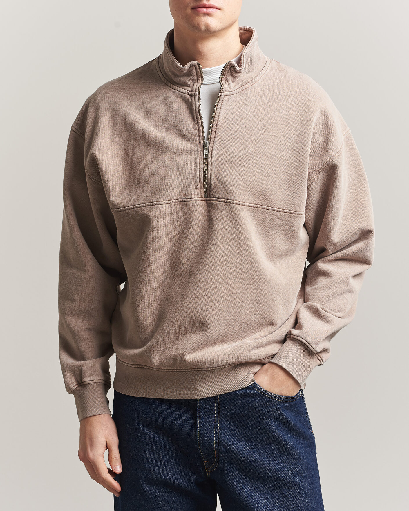 Hombres | Jerséis y prendas de punto | Colorful Standard | Classic Organic Half-Zip Faded Khaki
