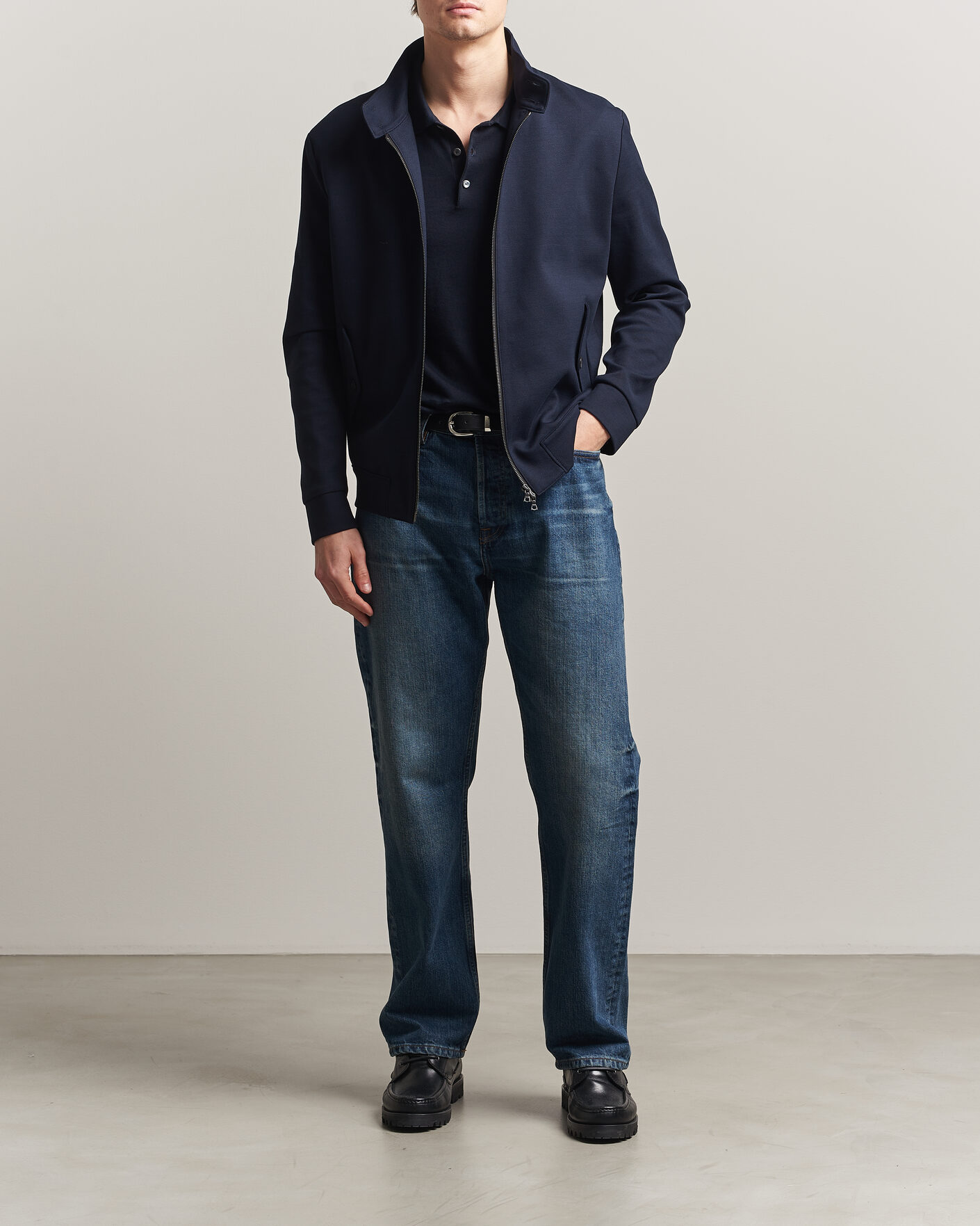 Hombres | Abrigos y chaquetas | Harris Wharf London | Loro Piana Cavalry Twill Harrington Jacket Navy Blue