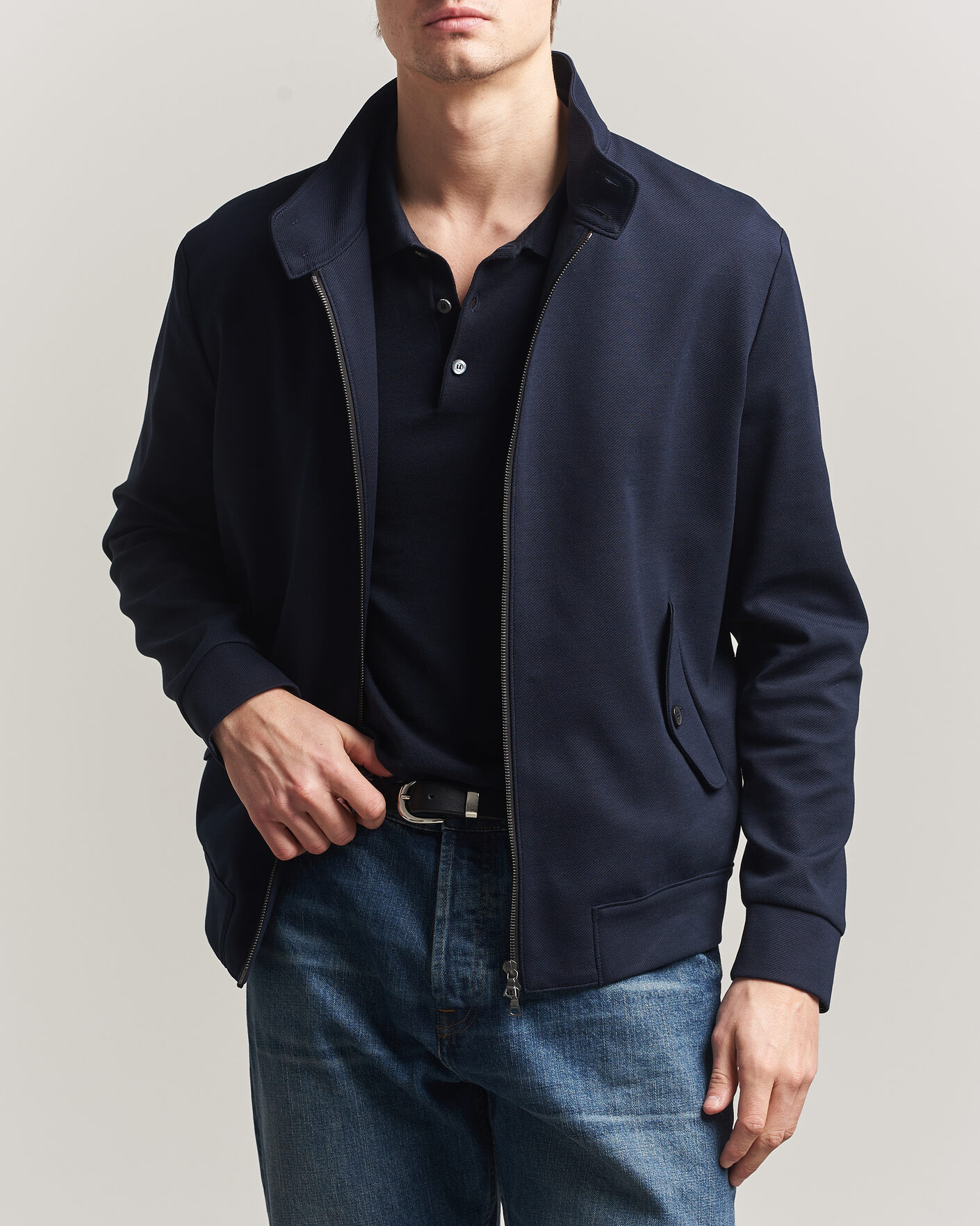 Hombres | Abrigos y chaquetas | Harris Wharf London | Loro Piana Cavalry Twill Harrington Jacket Navy Blue