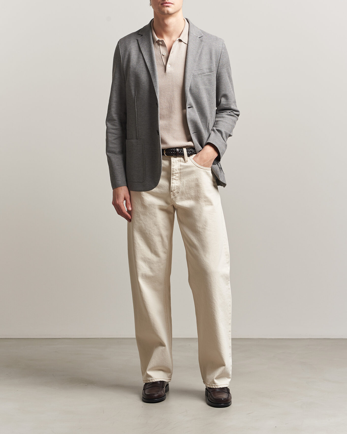 Hombres | Blazers | Harris Wharf London | Loro Piana Honey Comb Blazer Light Grey